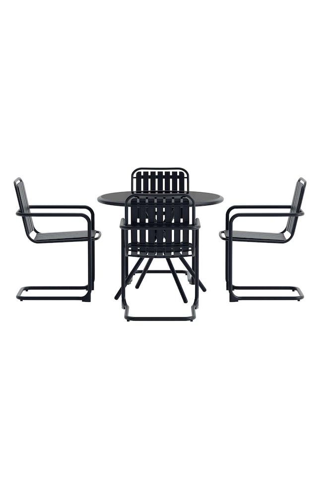 Chios Spisebordssæt - Tempered Glass, Black/Hærdet Glas, Beige - 1