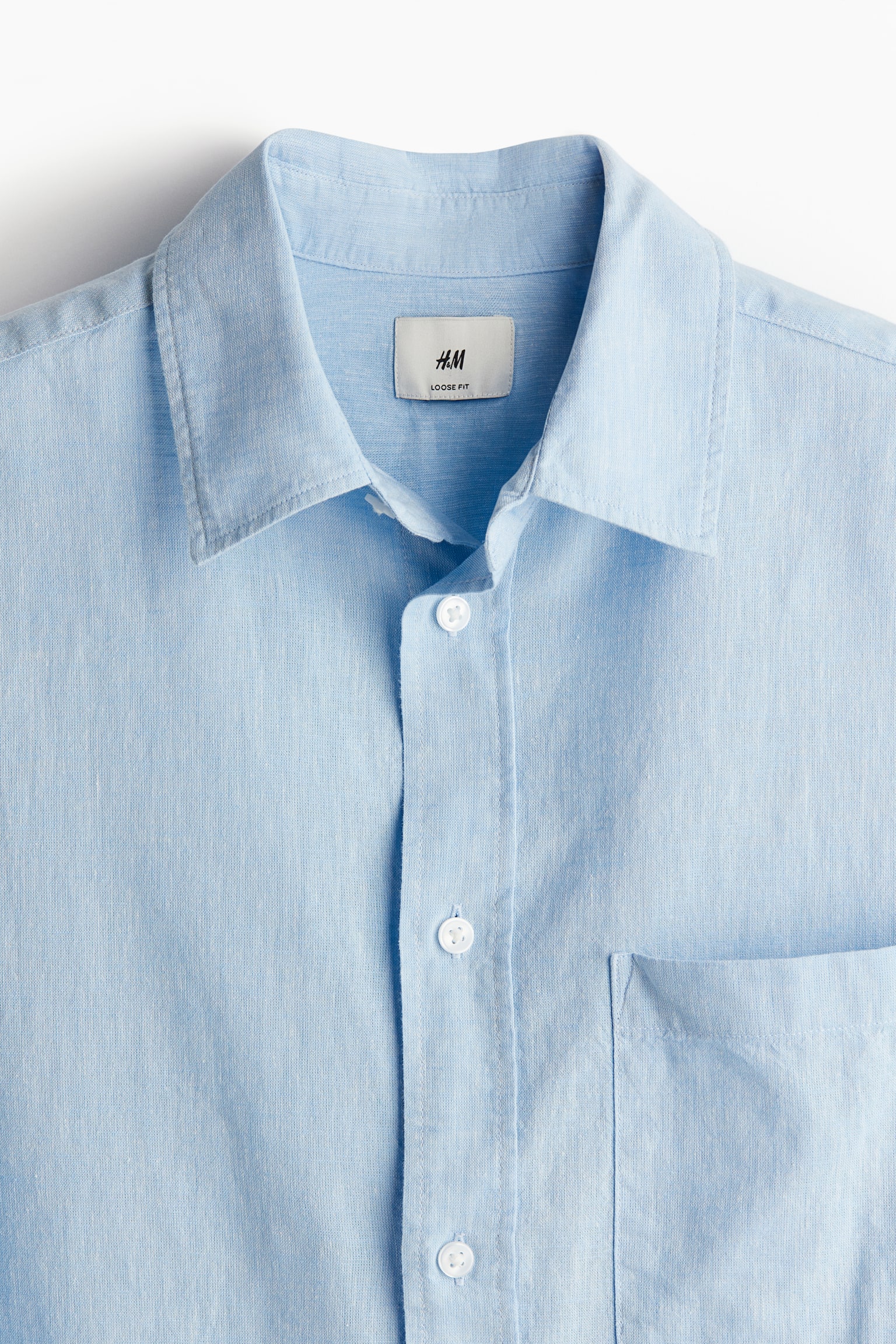 Relaxed Fit Linen Blend Shirt - Light blue/Khaki green/Stripe/White/Light blue/White stripe/Beige - 8