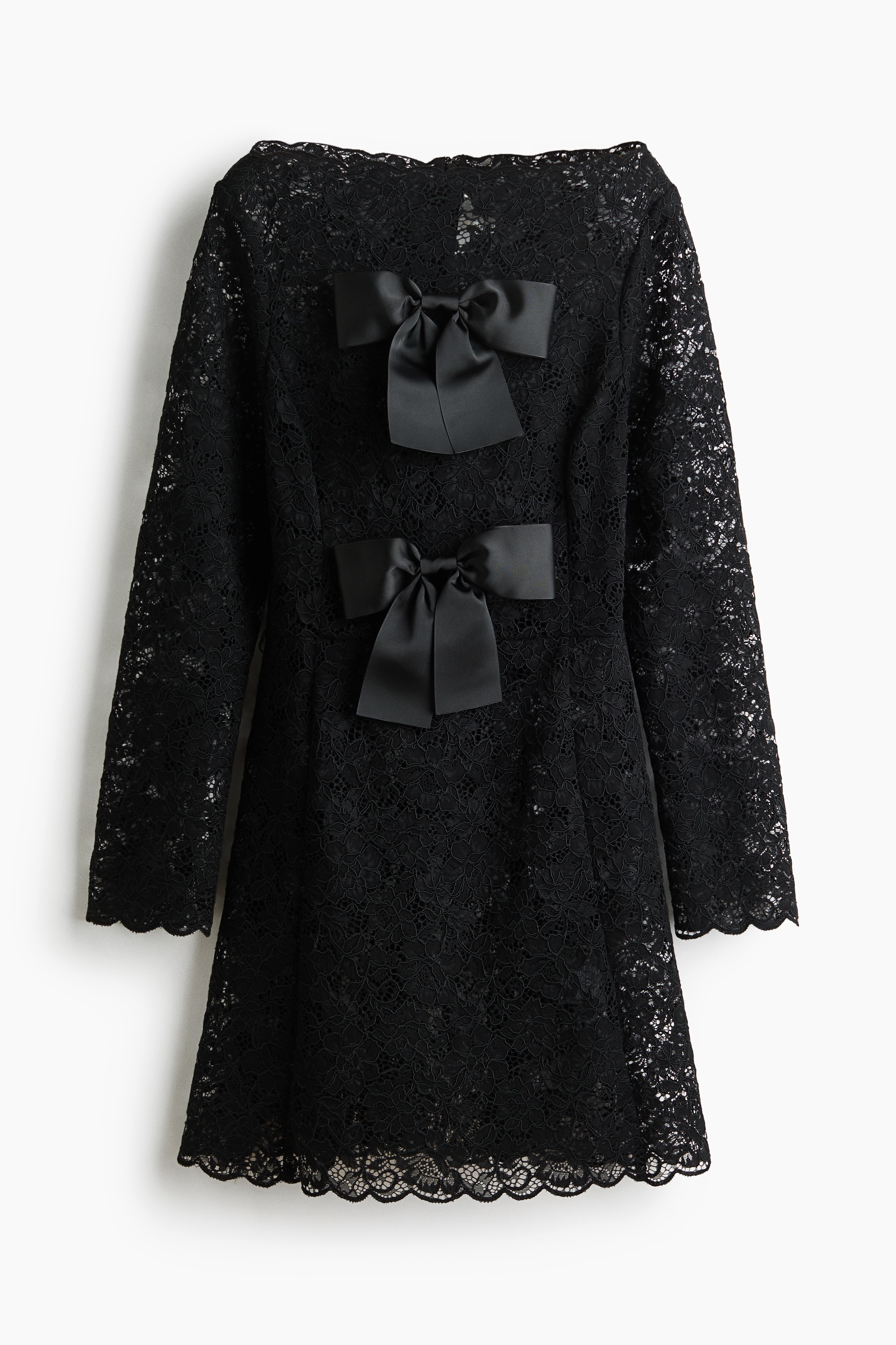 Bow-detail lace dress
