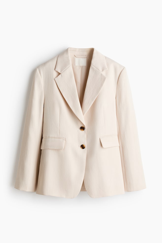 Single-Breasted Twill Blazer - Light beige - 1