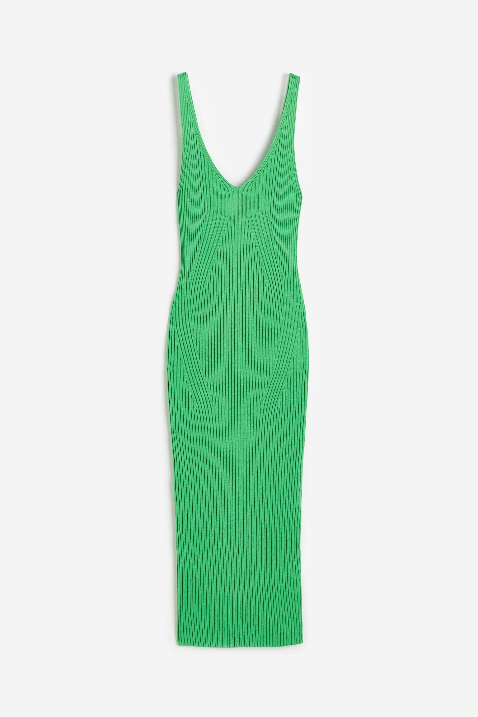 Rib Knit Dress - Green - 1