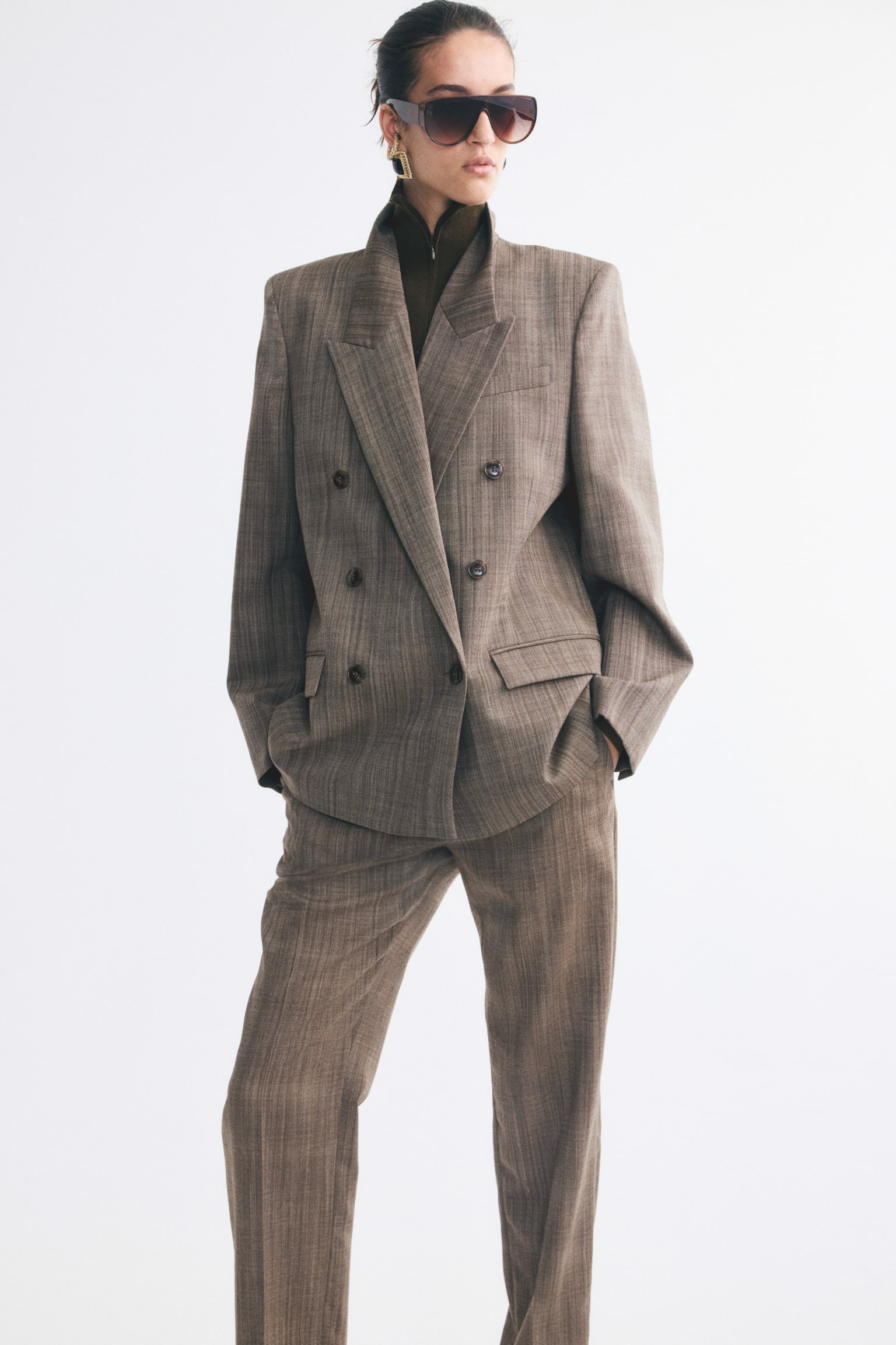 Женский пиджак H&M Double-Breasted Wool, цвет: Тёмный серо-коричневый — фото 4