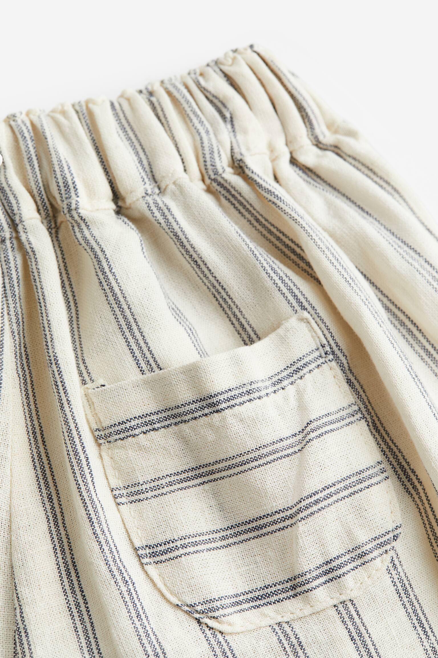 Linen Blend Pants - Light beige/Dark grey - 4