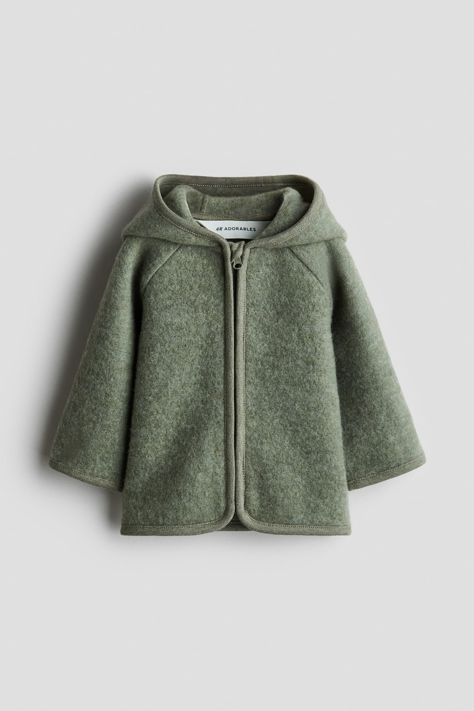 Wool-blend fleece cardigan - Khaki green