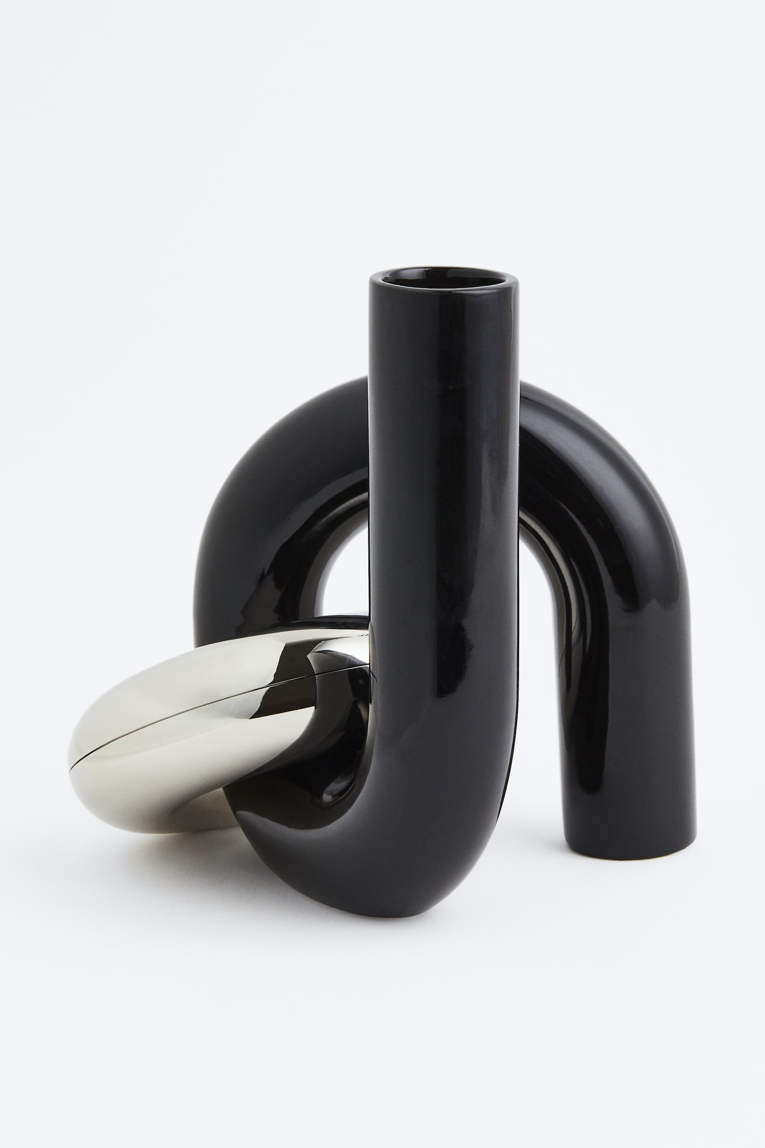 Sculptural vase - Black/Silver-coloured - 1