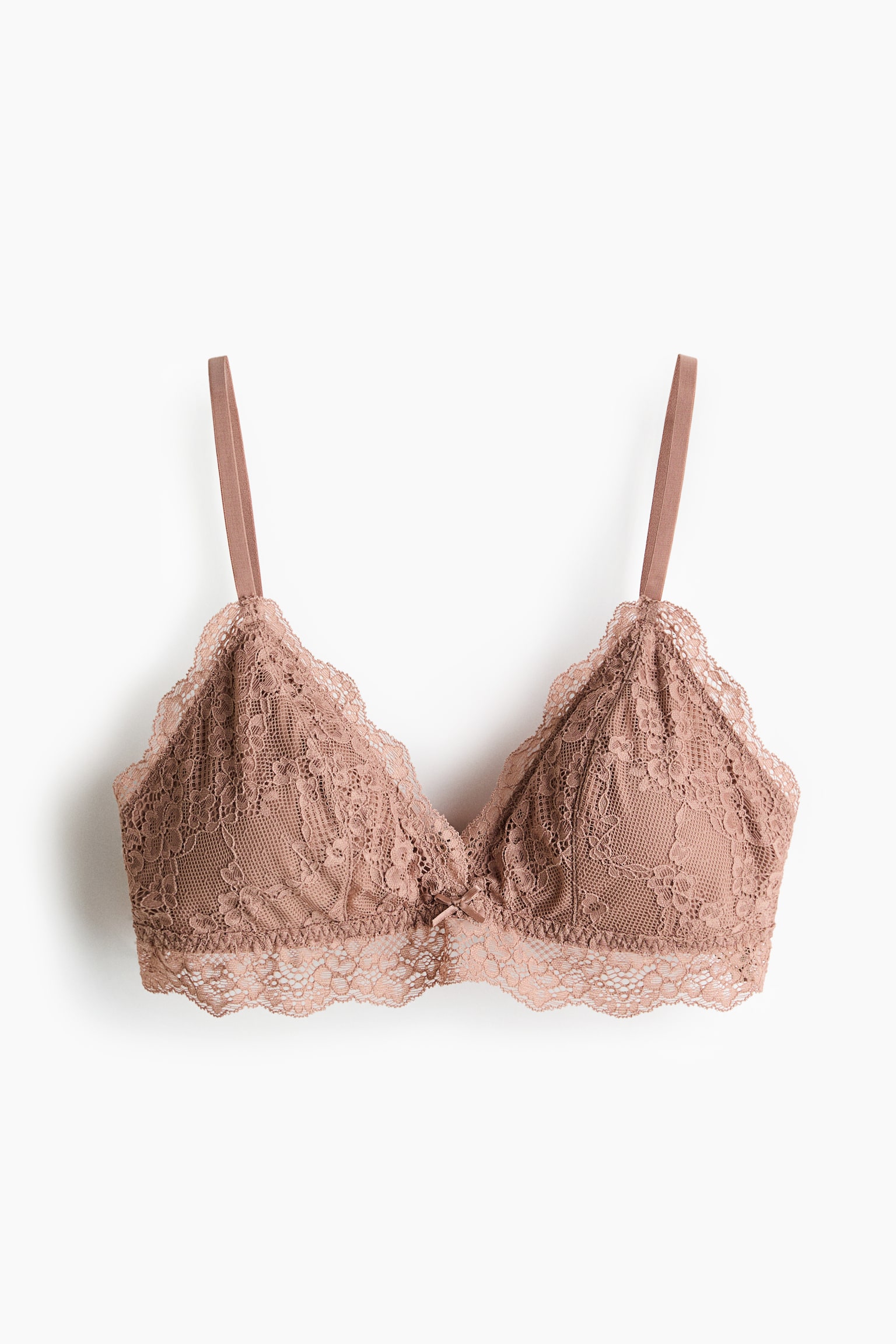 Padded soft lace bra - Light brown/White - 1