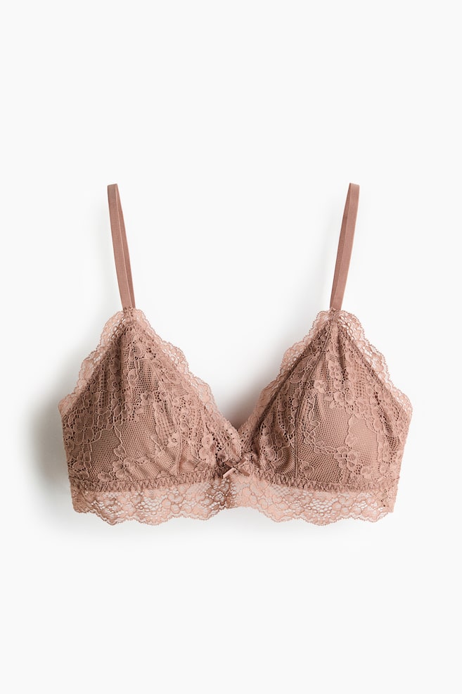 Padded soft lace bra - Light brown/White - 1
