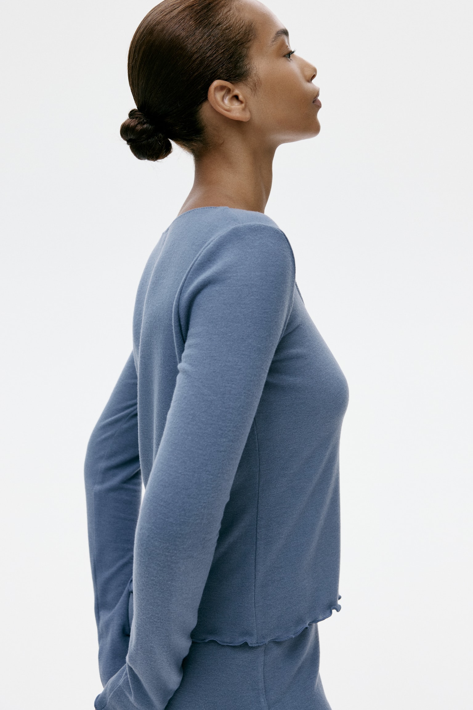 Dżersejowa piżama o drapanej powierzchni - Gołębi błękit/Bladoróżowy/Kremowy - 5