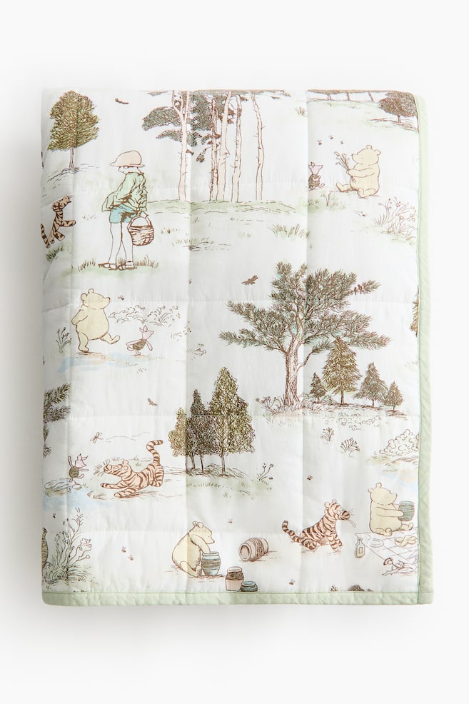Patterned cotton bedspread - Light green/Winnie the Pooh/Light blue/Winnie the Pooh - 1