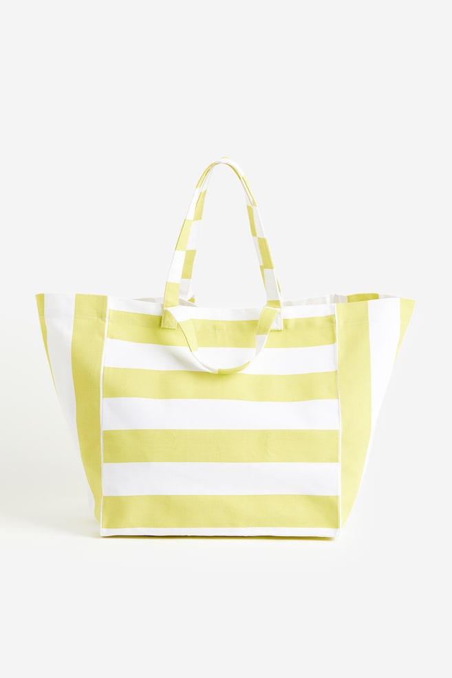 Cotton canvas beach bag - Yellow/Striped/Black/Striped/Bright blue/Striped - 1