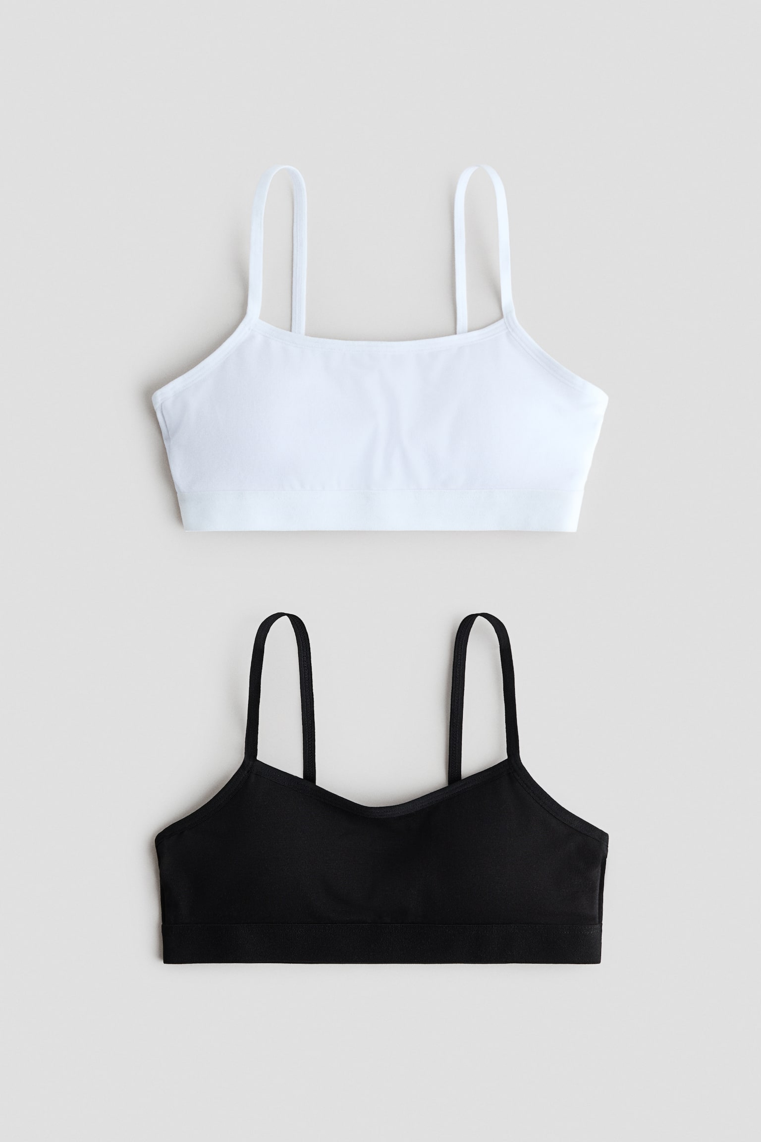 2-pack padded crop tops - Black/White/Pale pink/Light grey marl