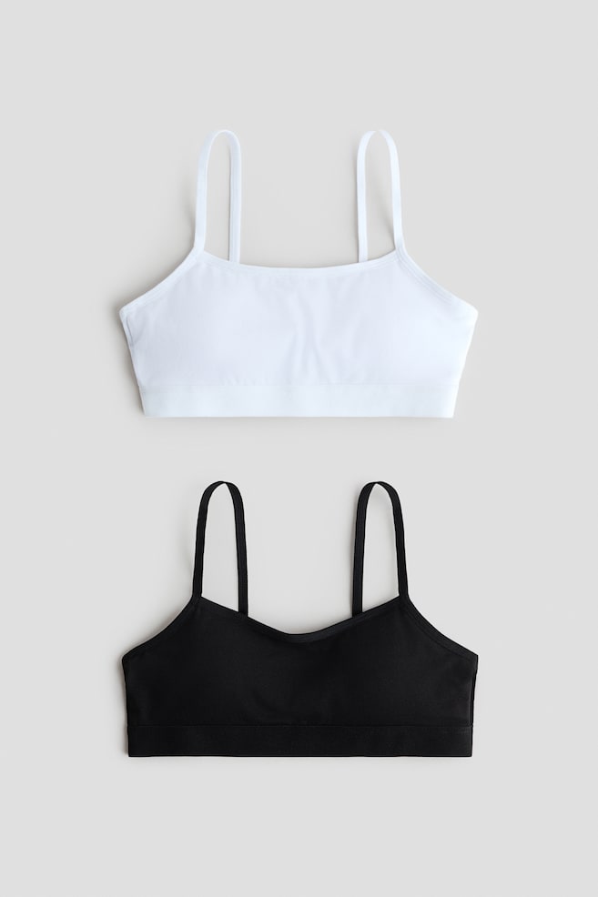 2-pack Tops cortos con relleno - Negro/Blanco/Rosa pálido/Gris jaspeado - 1