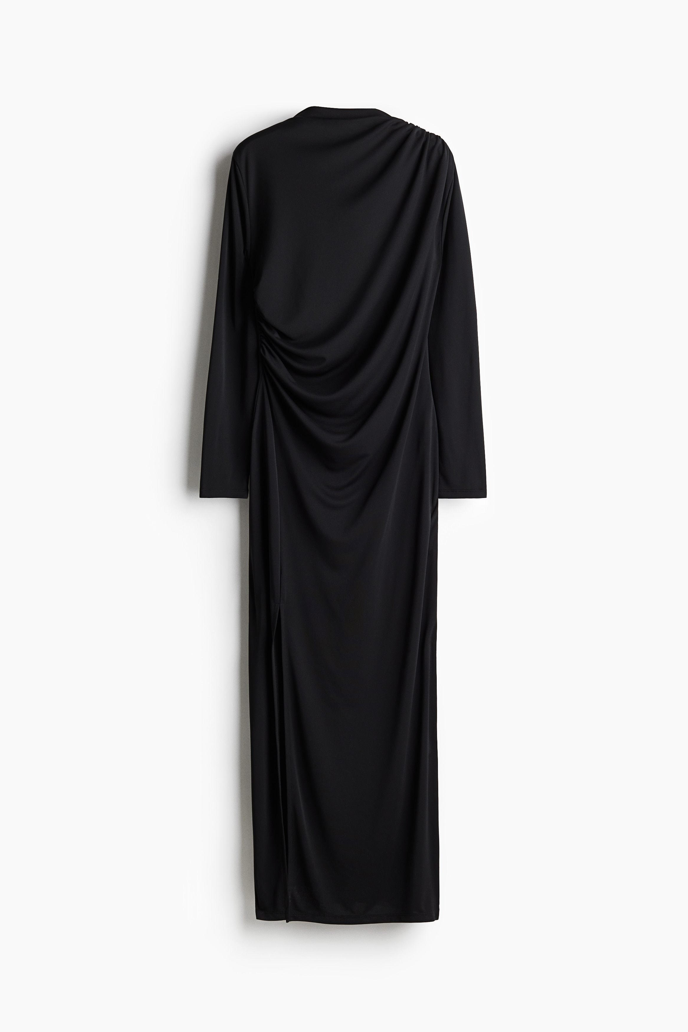 Ladies - Black Draped maxi dress - Size: L  - H&M
