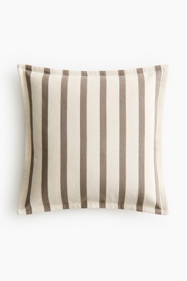 Patterned Canvas Cushion Cover - Taupe/striped/Beige/striped/Dark beige/striped/Dusty blue/striped/Dark brown/striped/Gray/striped/Green/striped - 1