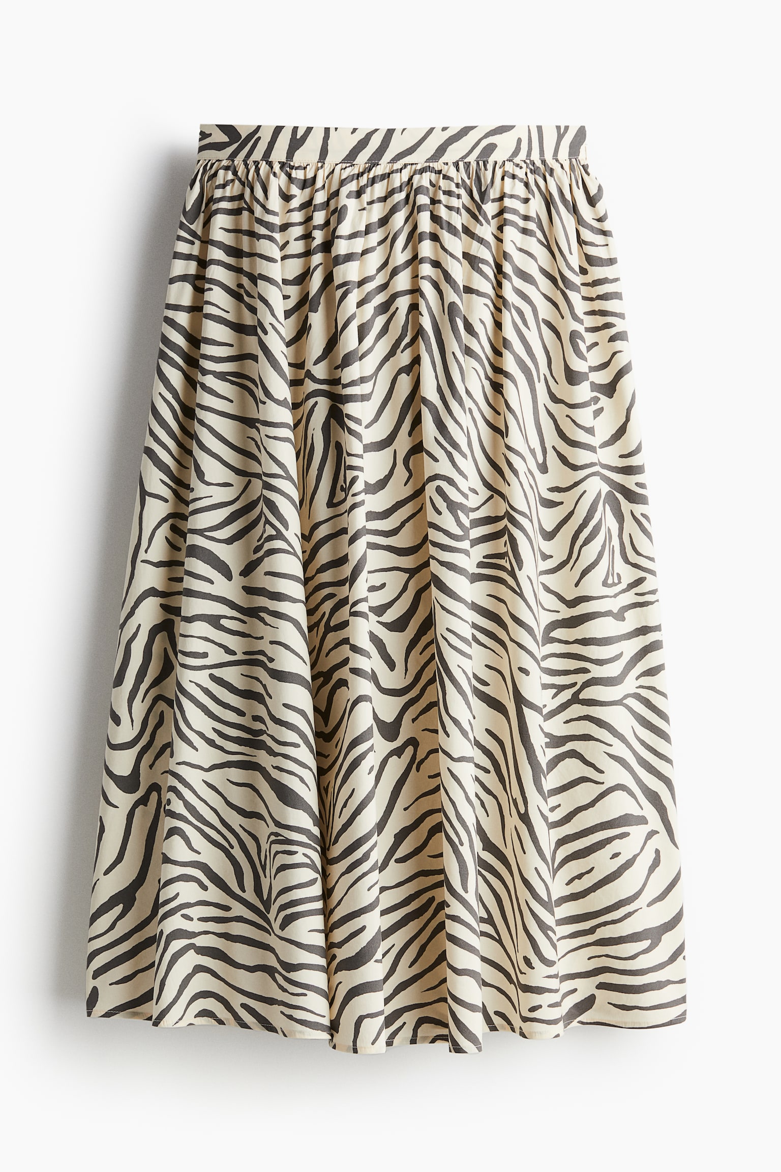 Flared poplin skirt - Light beige/Zebra print - 2