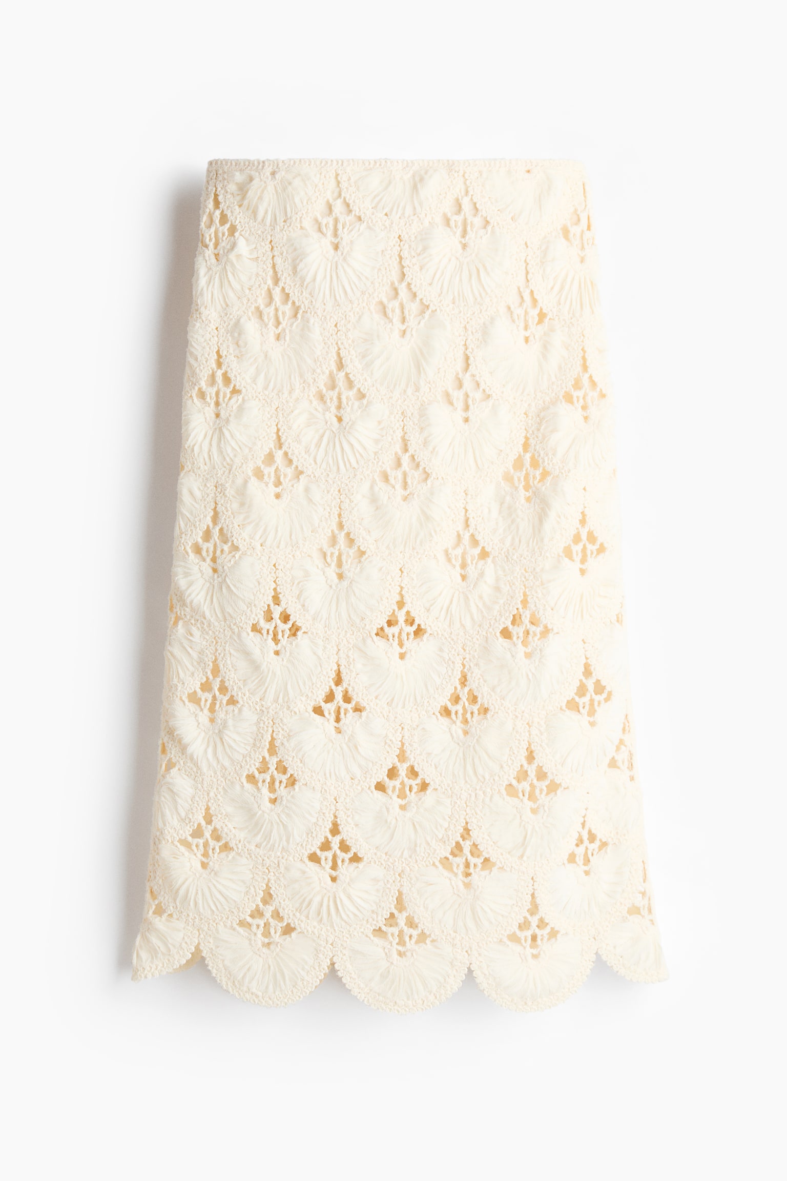Crochet-look pencil skirt - Cream - 2