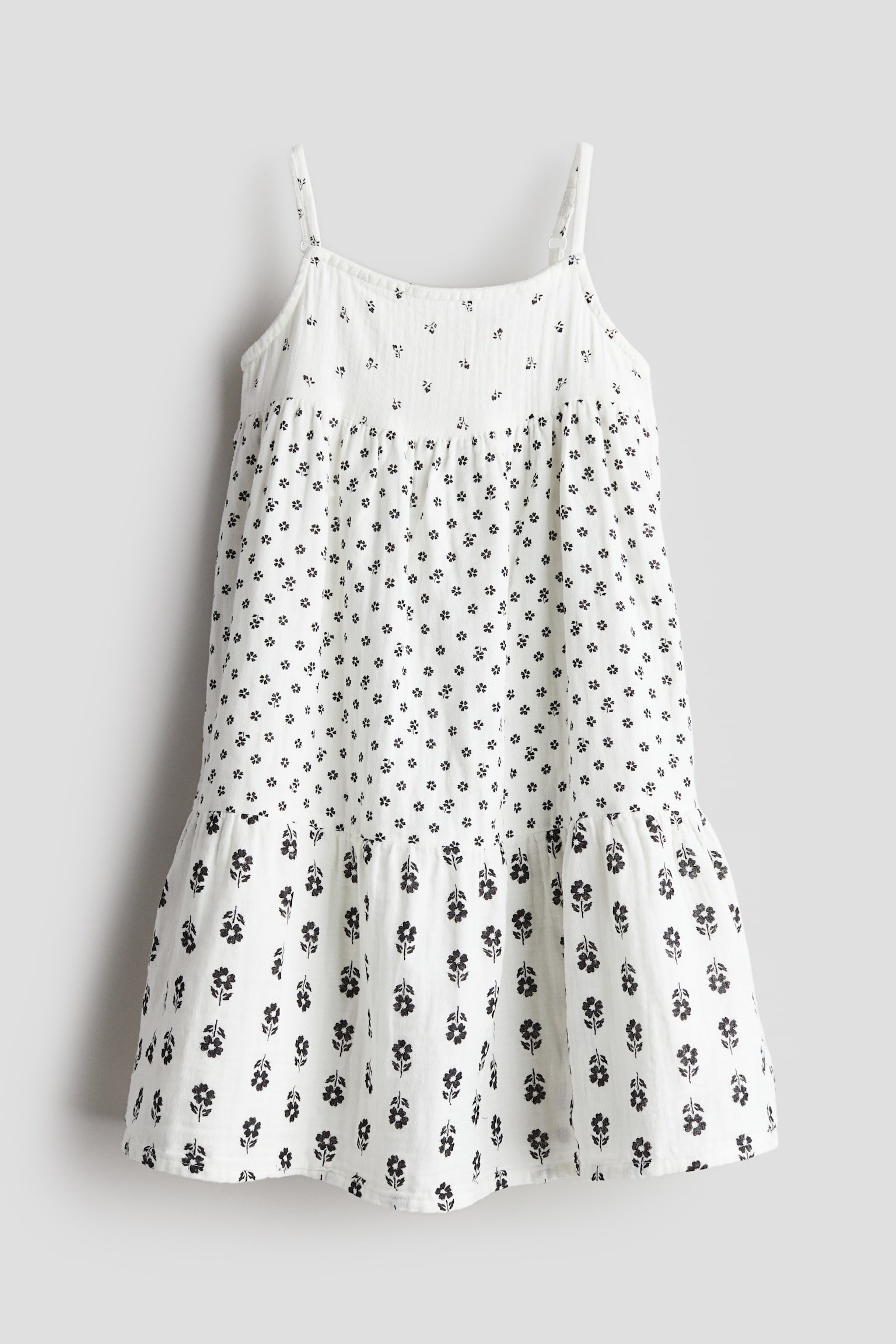 Tiered muslin dress - White/Floral - 1