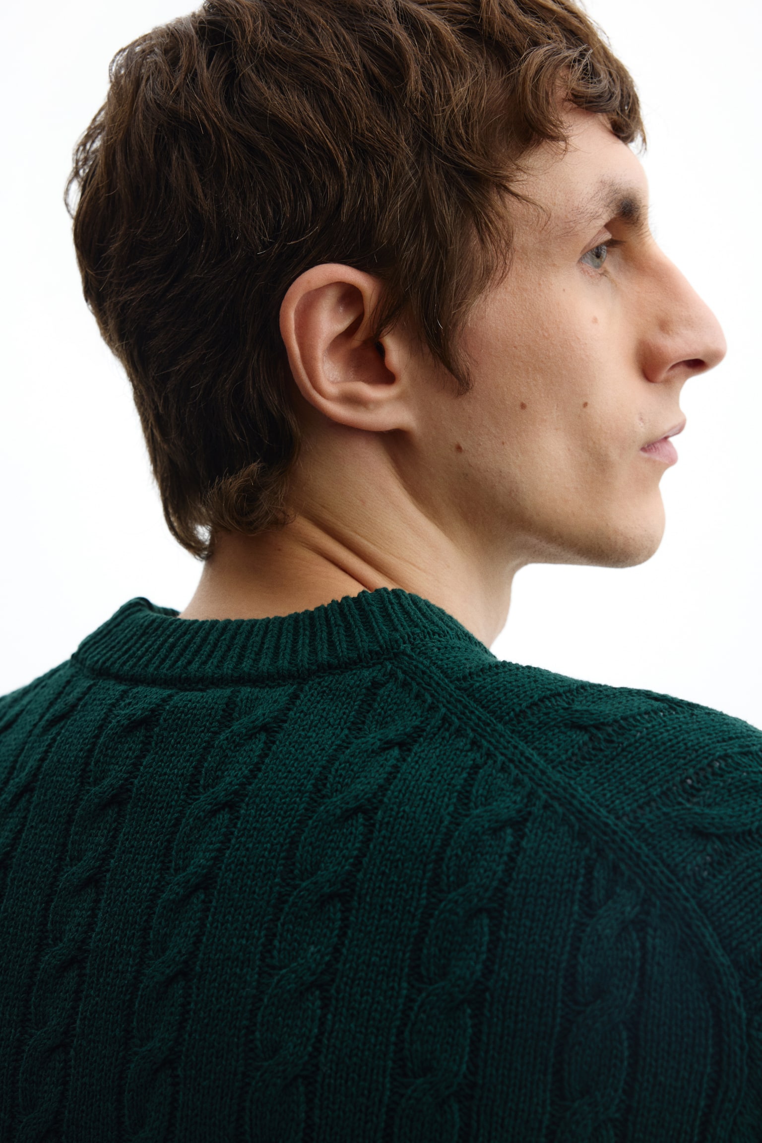 Regular Fit Cable-knit jumper - ירוק כהה/קרם - 3