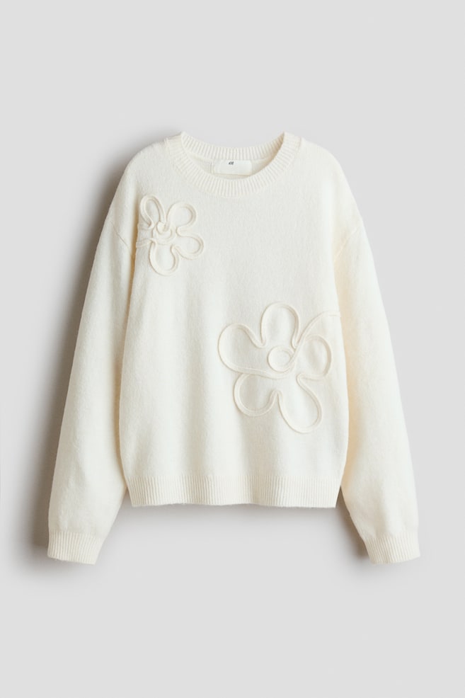 Knitted jumper - White/Flowers/Light beige/Black striped/Black/Hearts/Light pink/Hearts - 1