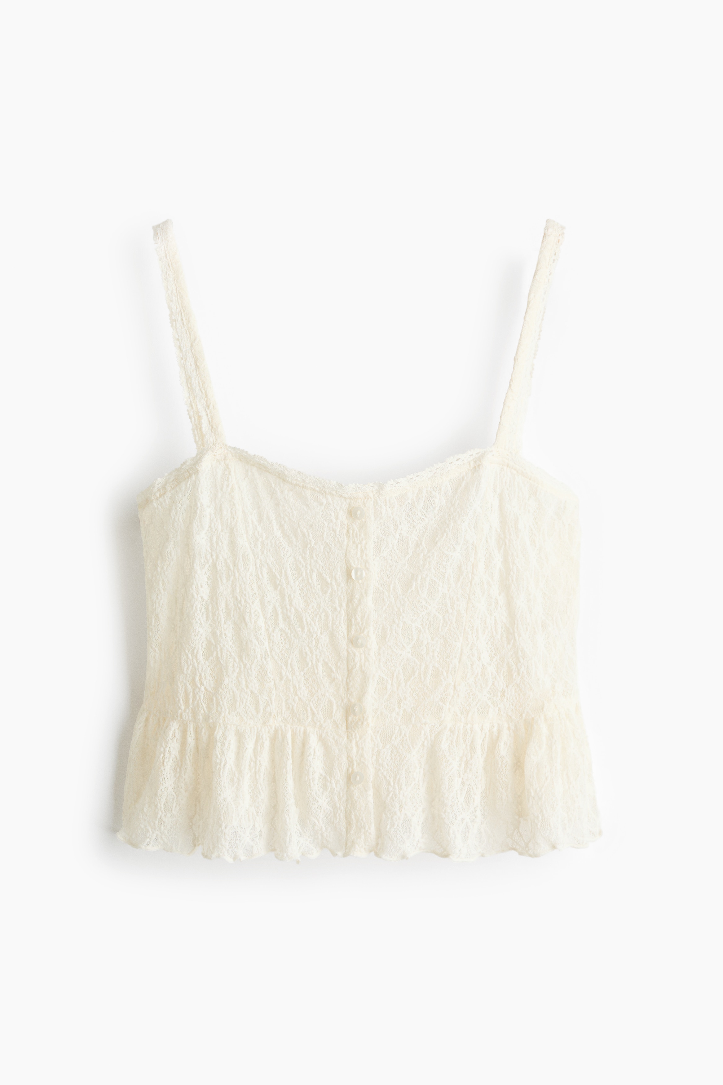 Short lace strappy top - White/Light pink