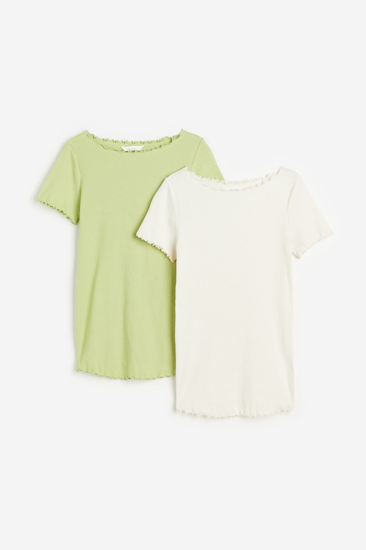 Mama 2 Pack Cotton Tops Round Neck Short Sleeve Light Greenwhite Ladies Handm Gb 