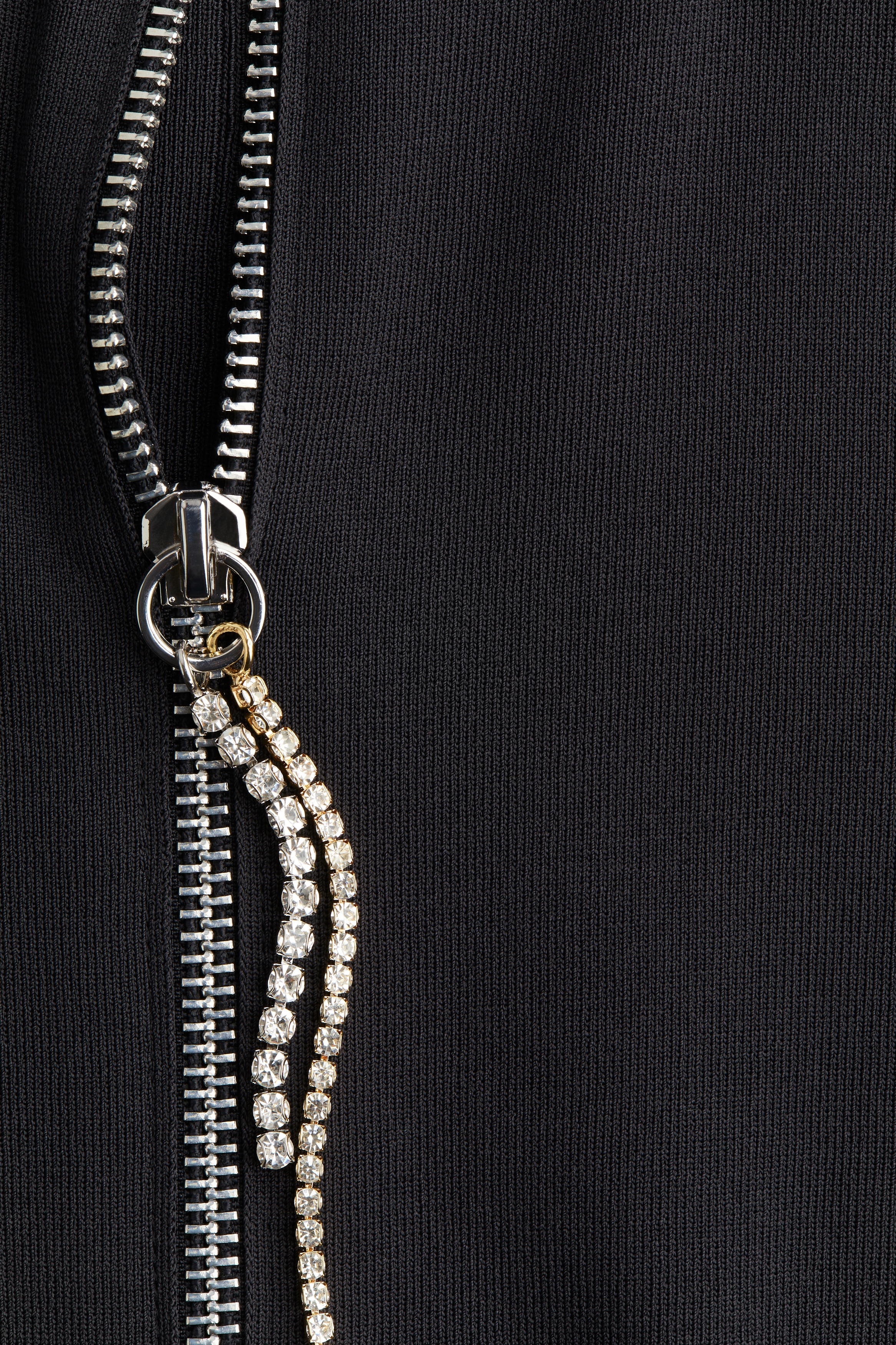 Rhinestone-detail zip-through top