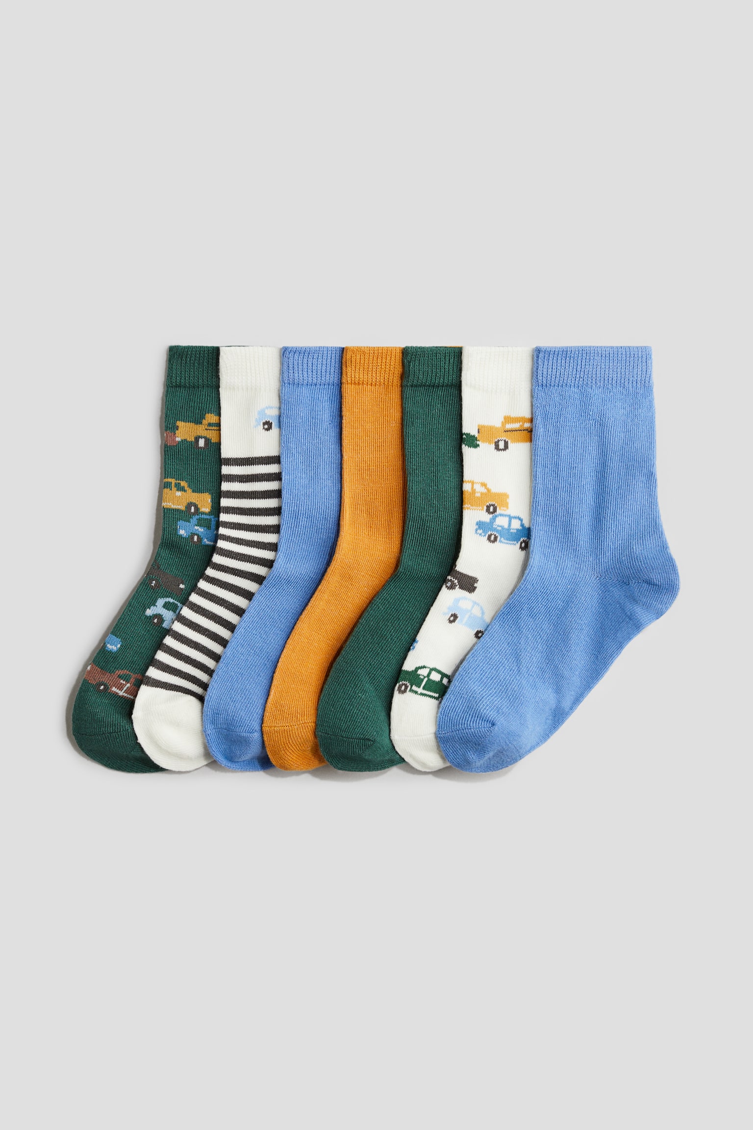 7-pack socks - Dark green/Cars/Dark blue/Dinosaurs/Light grey marl/Stars/Brown/Bear - 1