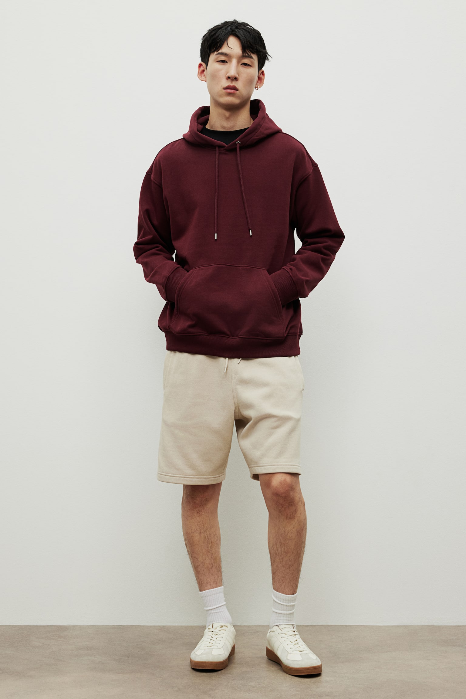 Loose Fit Hoodie - Burgundy/Black/Light grey marl/Navy blue/Dark brown/Dark greige/Light beige/Forest green/Black/White/Pistachio green/White/Light purple/Green/Light brown - 3