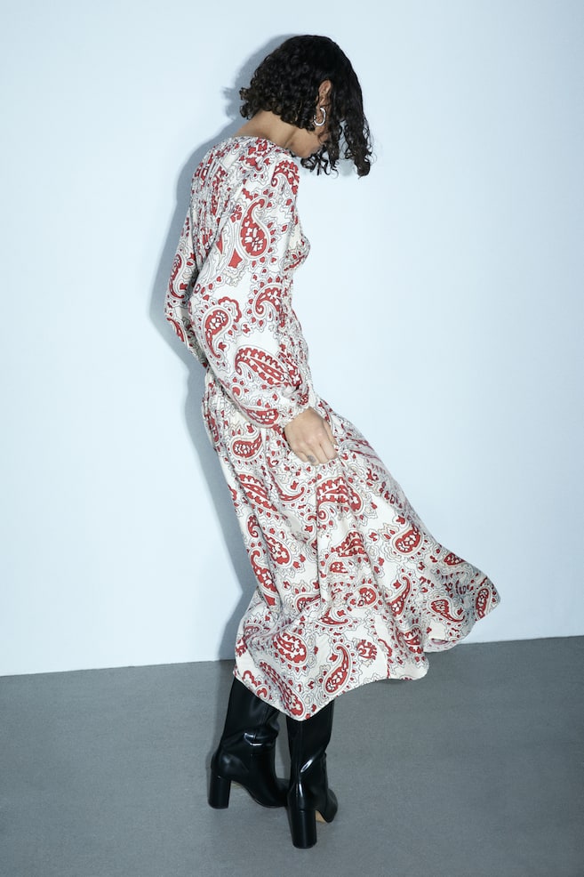 Smock-topped dress - White/Paisley-patterned/Black/Floral - 5