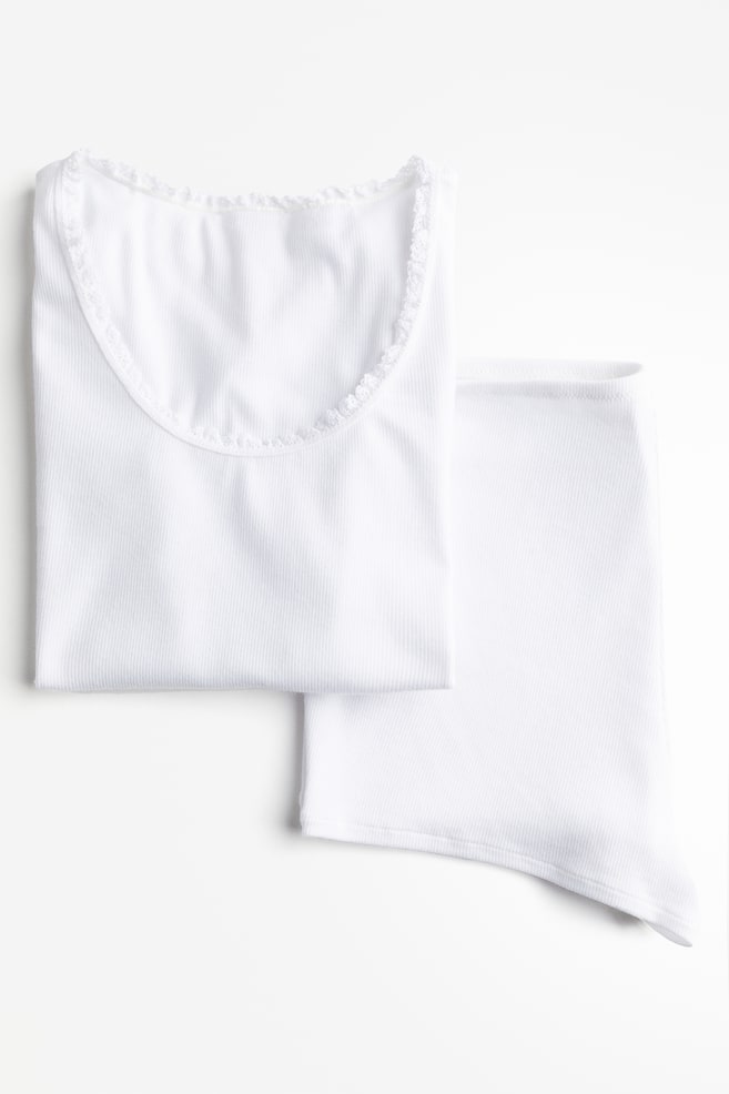 Pyjama côtelé - Blanc/Rose ancien clair - 7