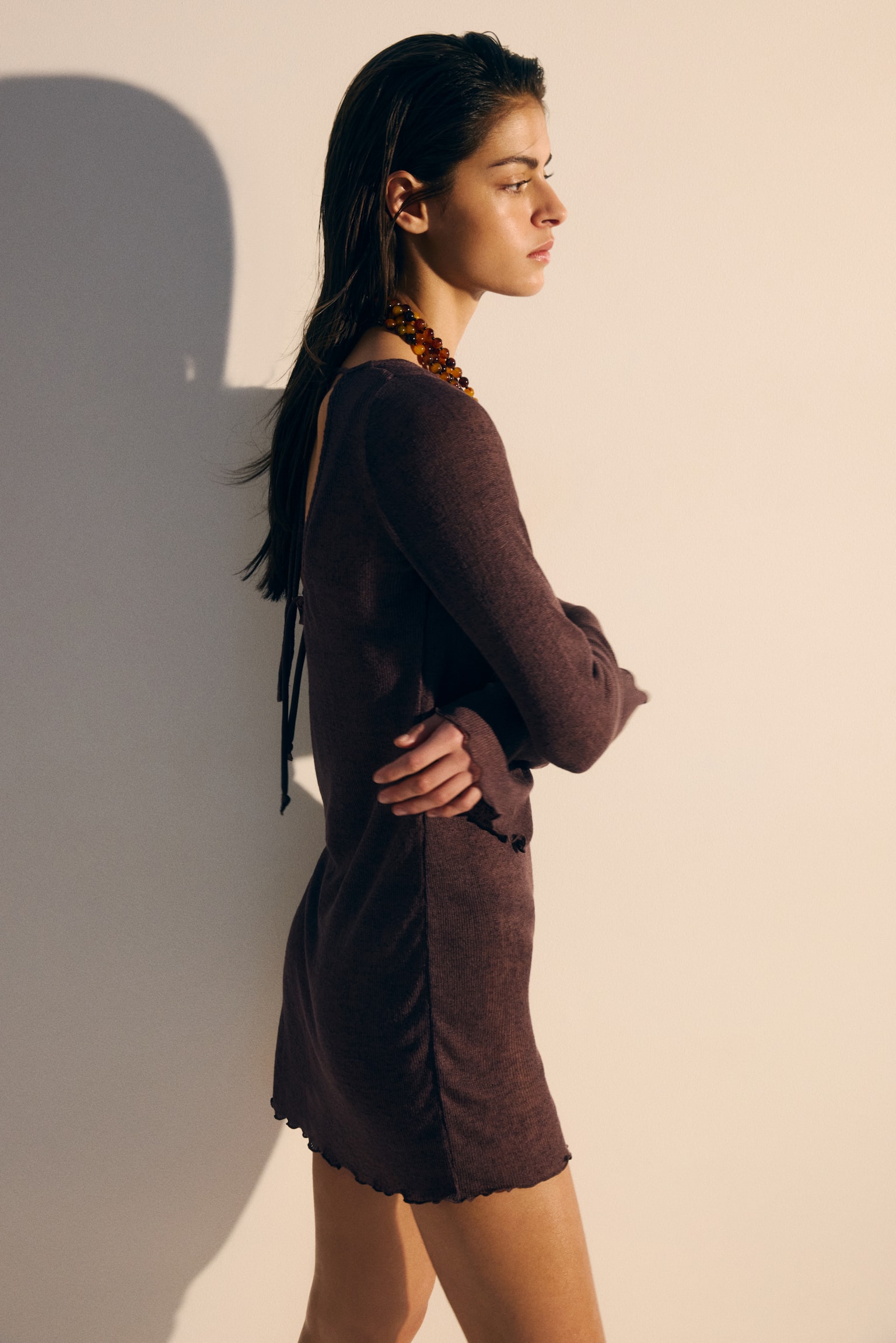 Mini beach dress - Dark brown/Black - 5