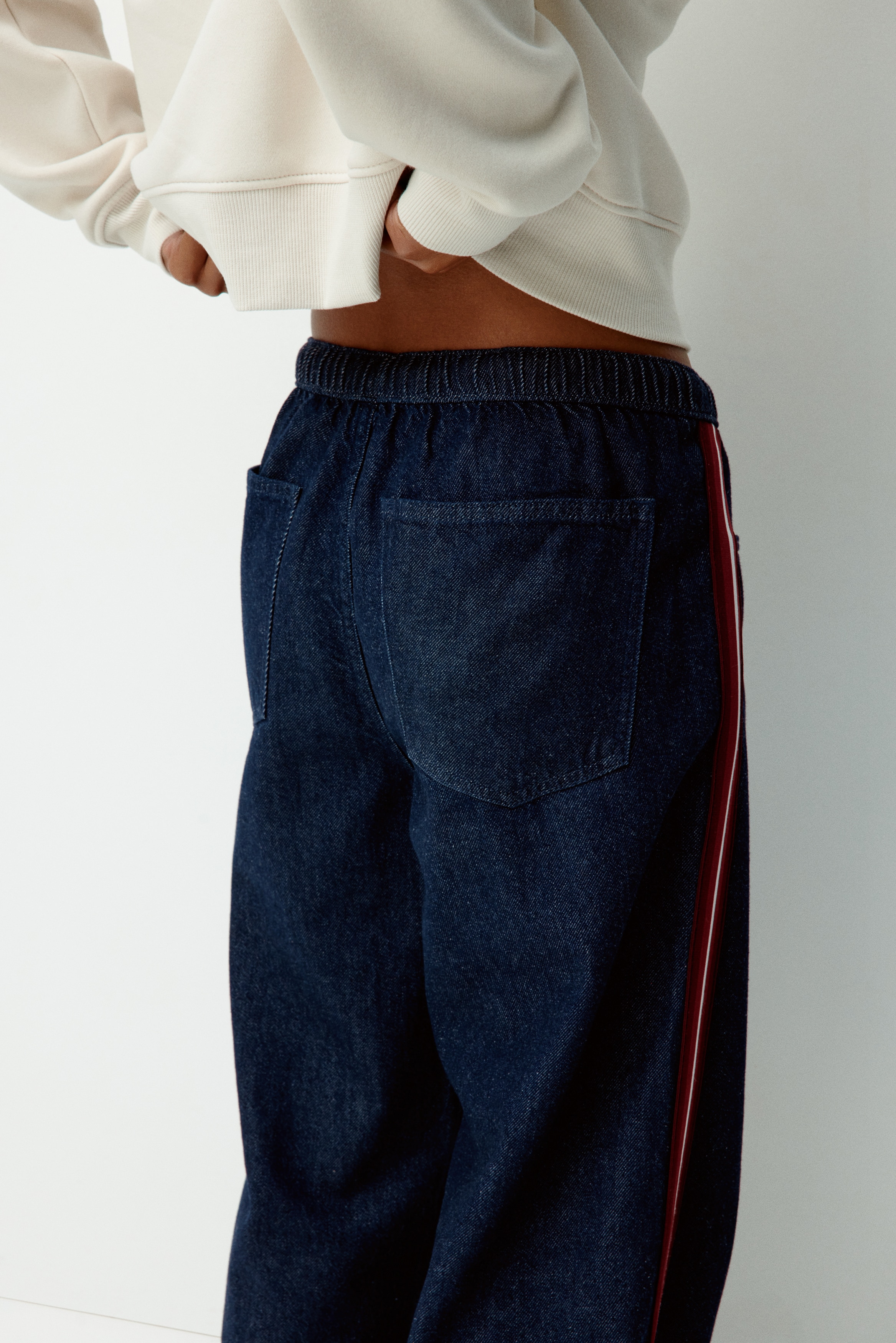 Denim drawstring trousers
