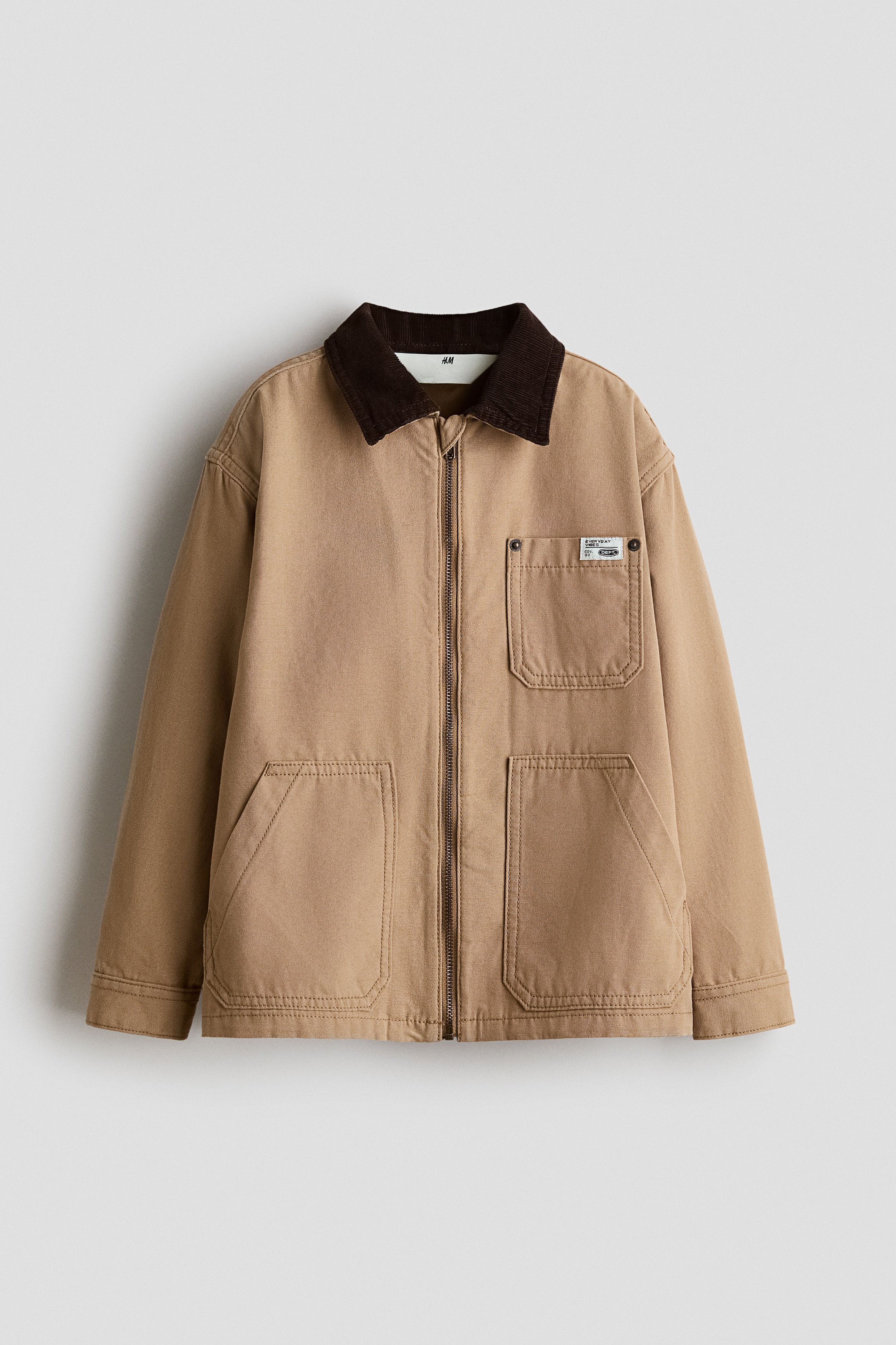 Overshirt mit Kragen aus Baumwollcord - Beige