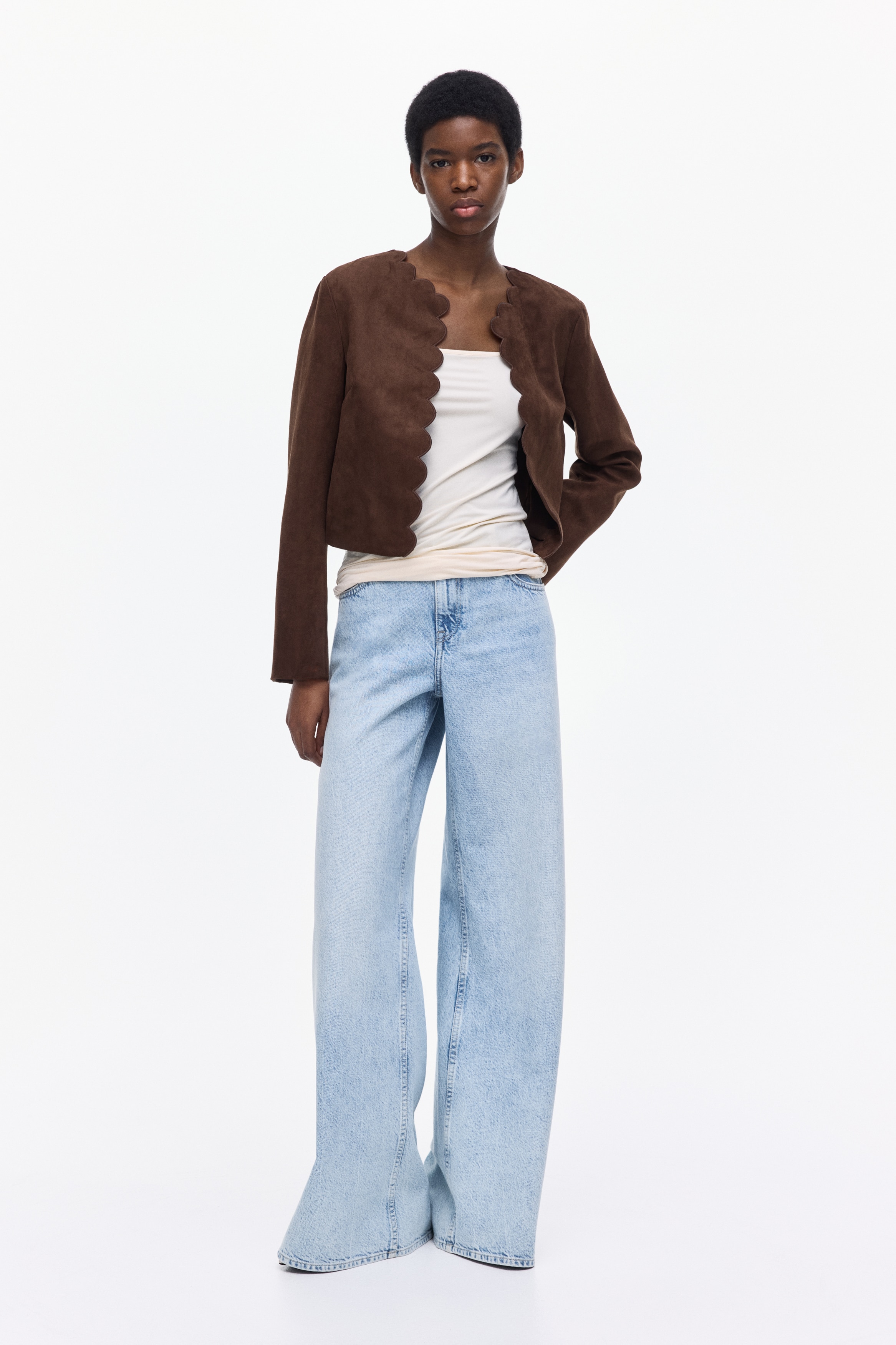 Jakna s reckavim ivicama - Tamnosmeđa