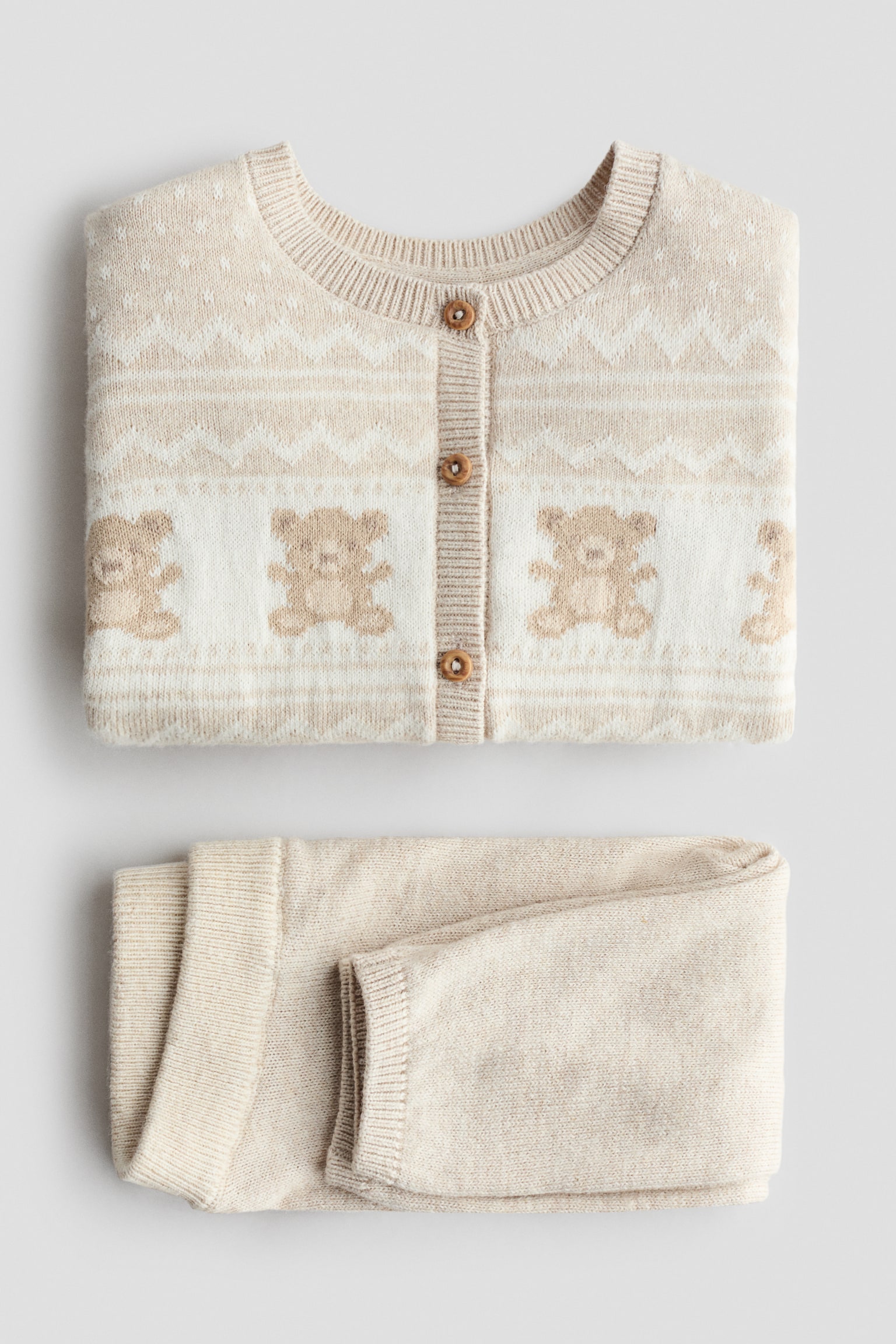 コットンニット2アイテムセット - ライトベージュ／テディベア - 3