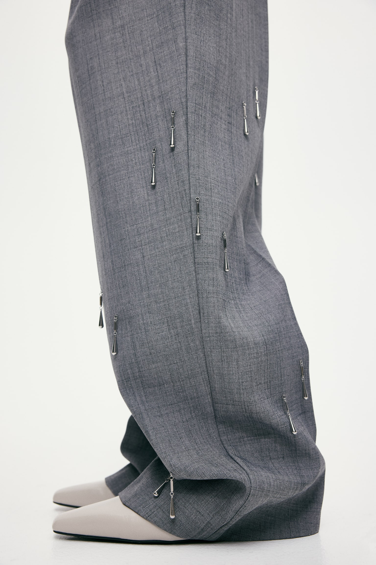 ビーズエンベリッシュドパンツ - グレー - 5