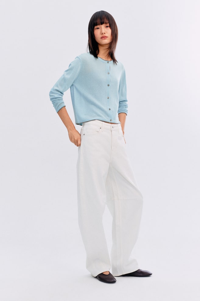 Fine-knit cardigan-Turquoise - 3