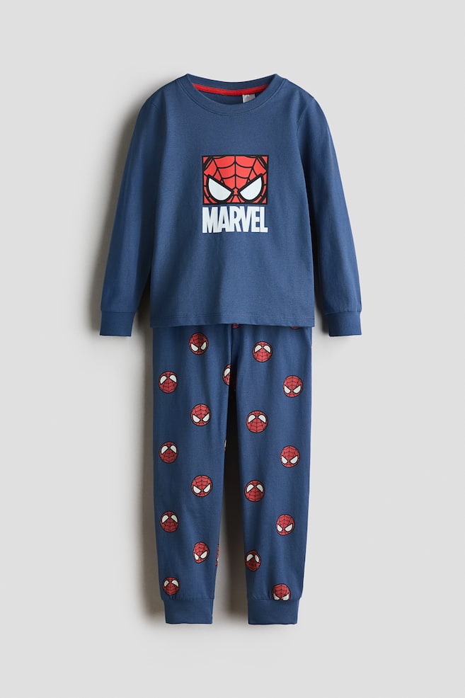 Pijama estampado em algodão - Azul escuro/Marvel Comics/Azul pó escuro/PAW Patrol/Creme/Pokémon/Azul/Pokémon/Azul vivo/Homem-Aranha/Creme/Minecraft/Turquesa/Snoopy/Bege claro mesclado/Carros/Creme/Toy Story - 1