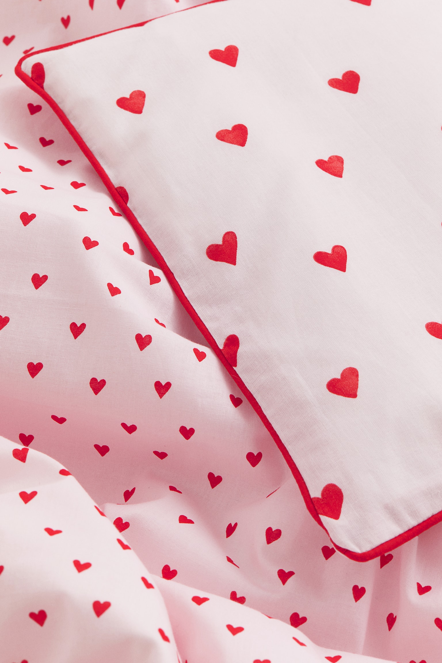 Heart-patterned cot duvet cover set - Light pink/Hearts - 2