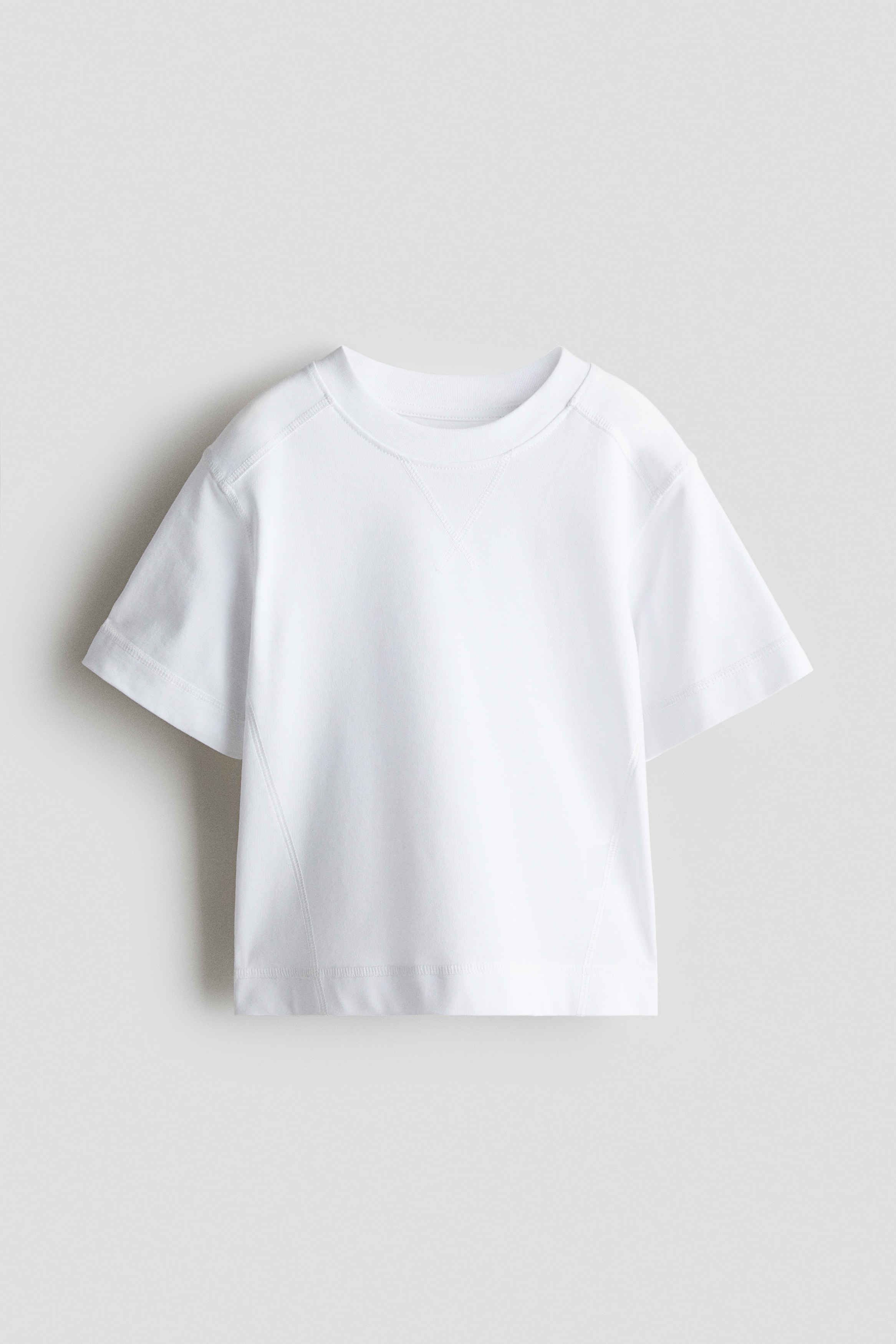 COOLMAX® 오버로크 디테일 티셔츠 - 화이트/라이트 그레이