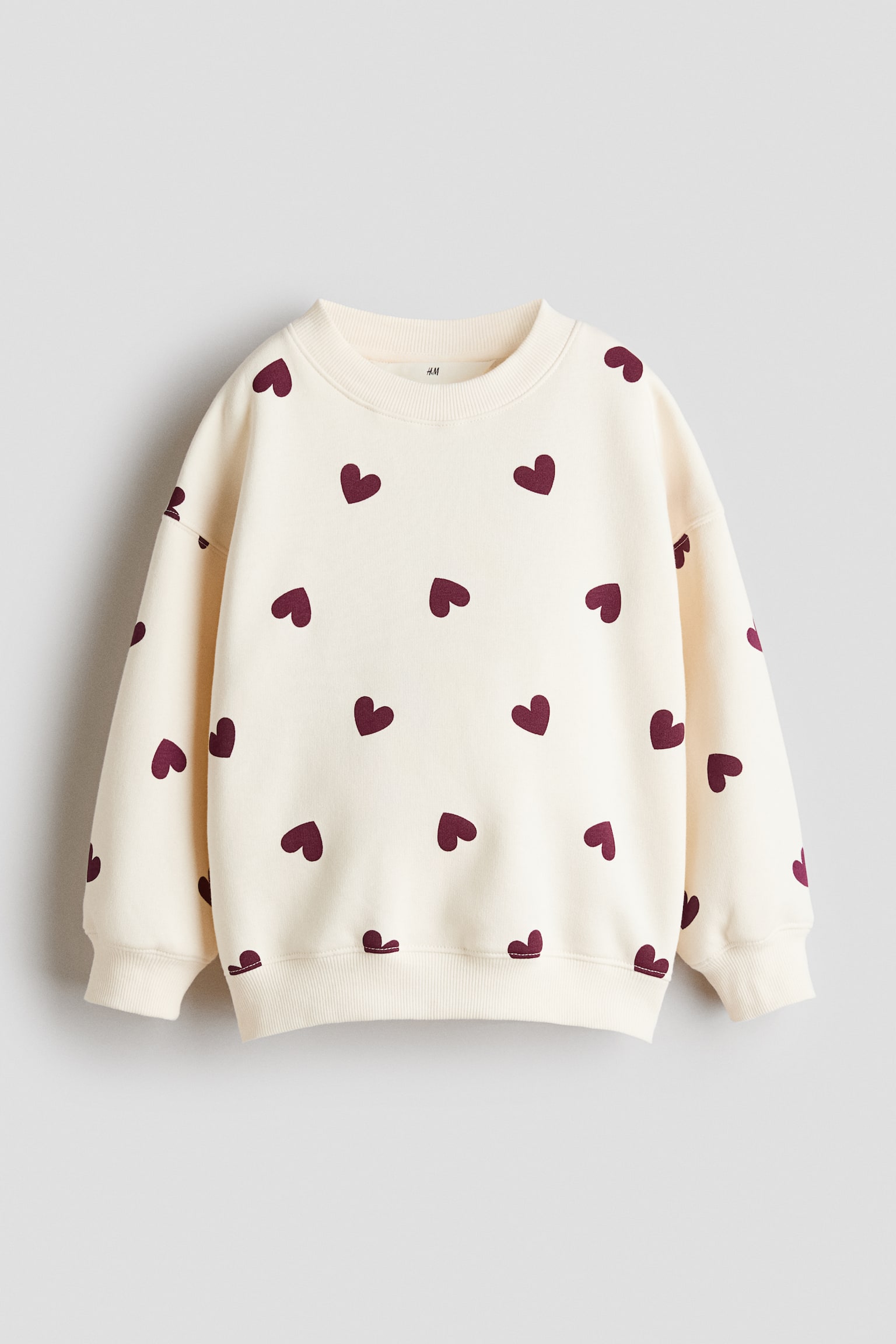 Brushed-Inside Sweatshirt - Cream/hearts/Cream/hearts/Light pink/hearts/Light purple/Turquoise/hearts/Dusty purple/hearts/Ivory/hearts/Dark gray/hearts/Light blue/cherries/Taupe/hearts/Dark brown/polka dot