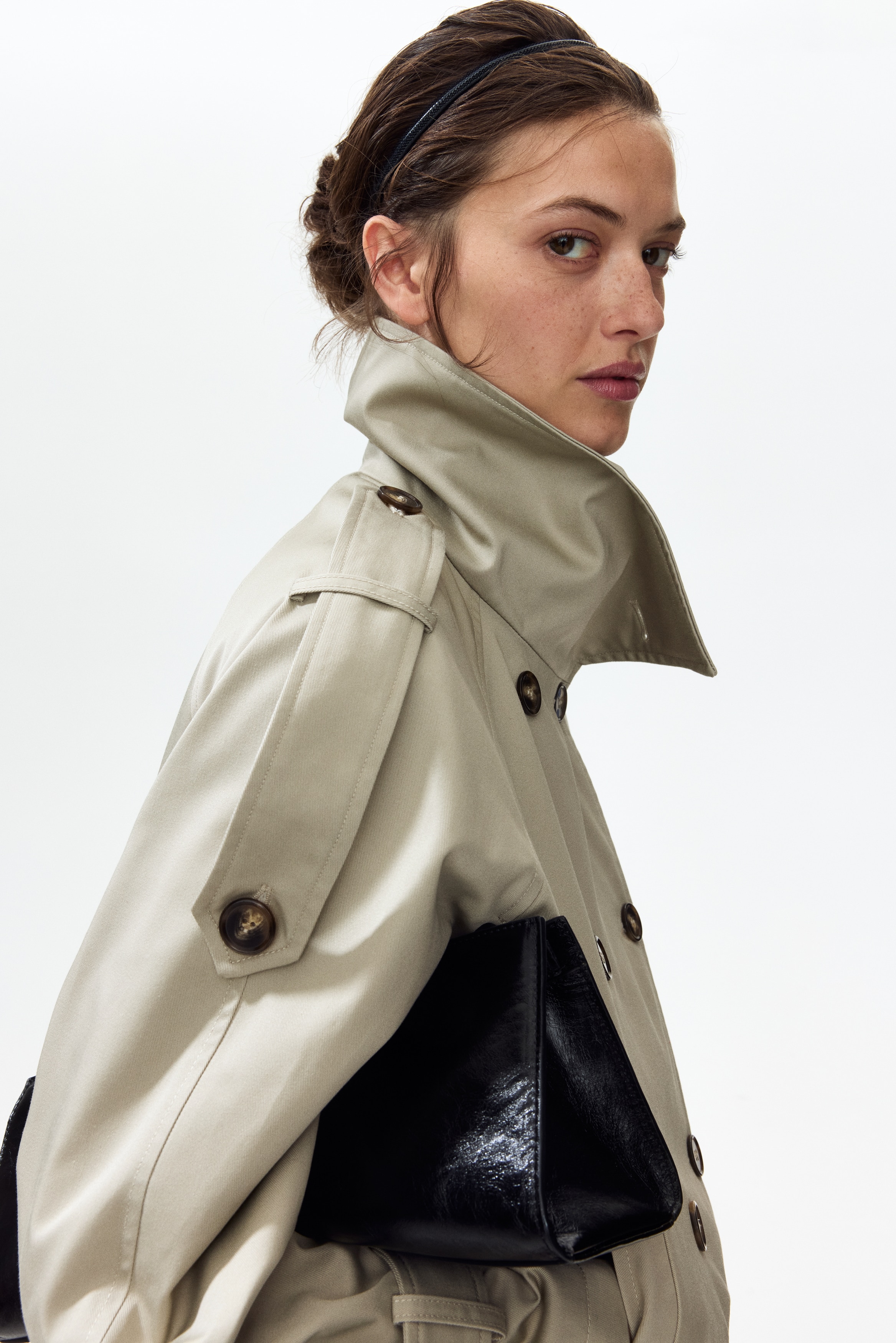 ショートトレンチコート - ライトグレージュ - レディース | H&M JP