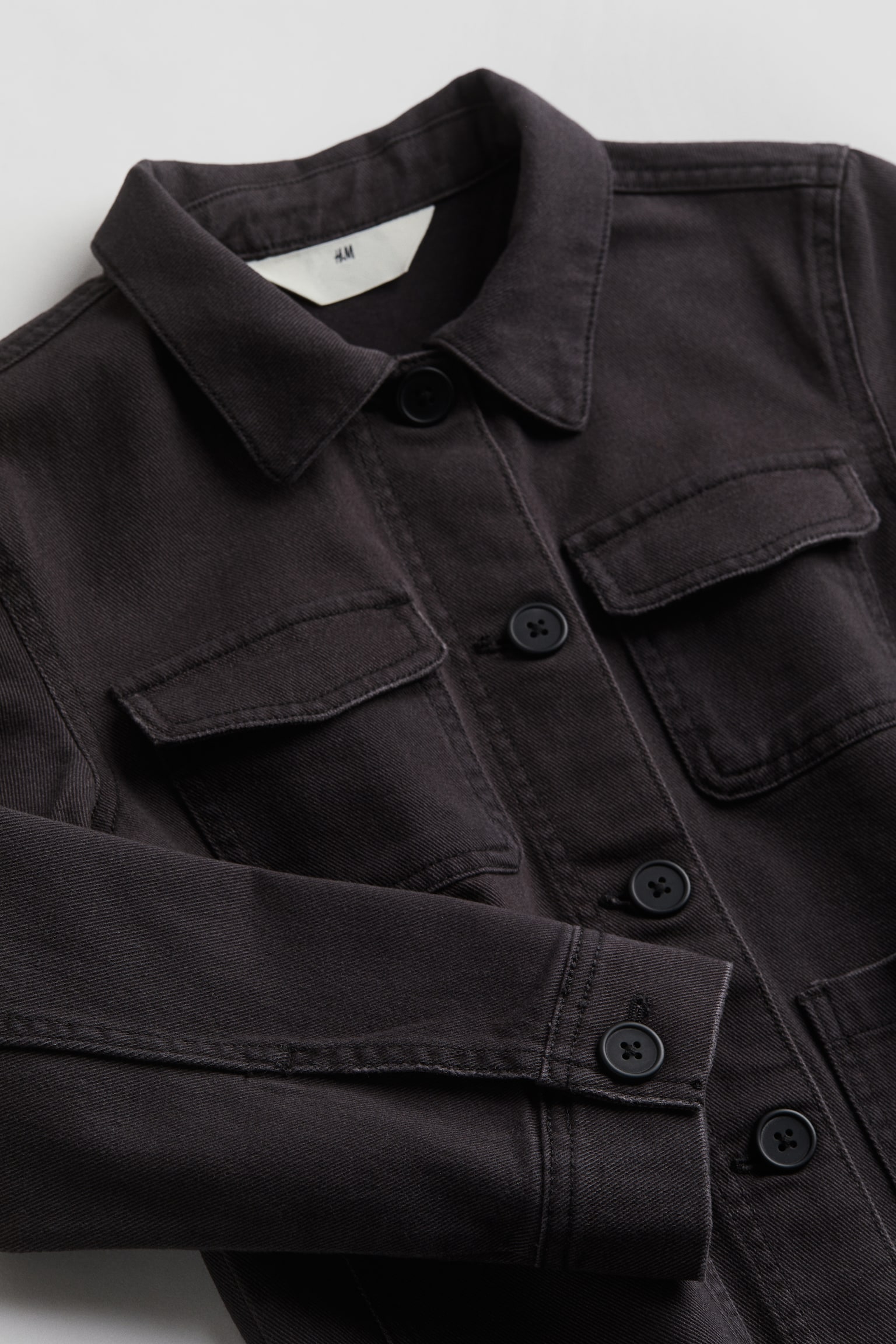 Twill Shirt Jacket - Denim black/Khaki green - 4