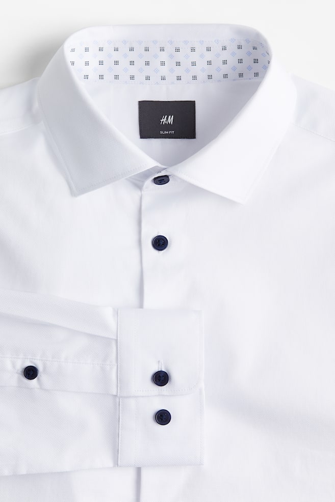 Skjorte i premium cotton Slim Fit - Hvid/Lyseblå/Sort - 7