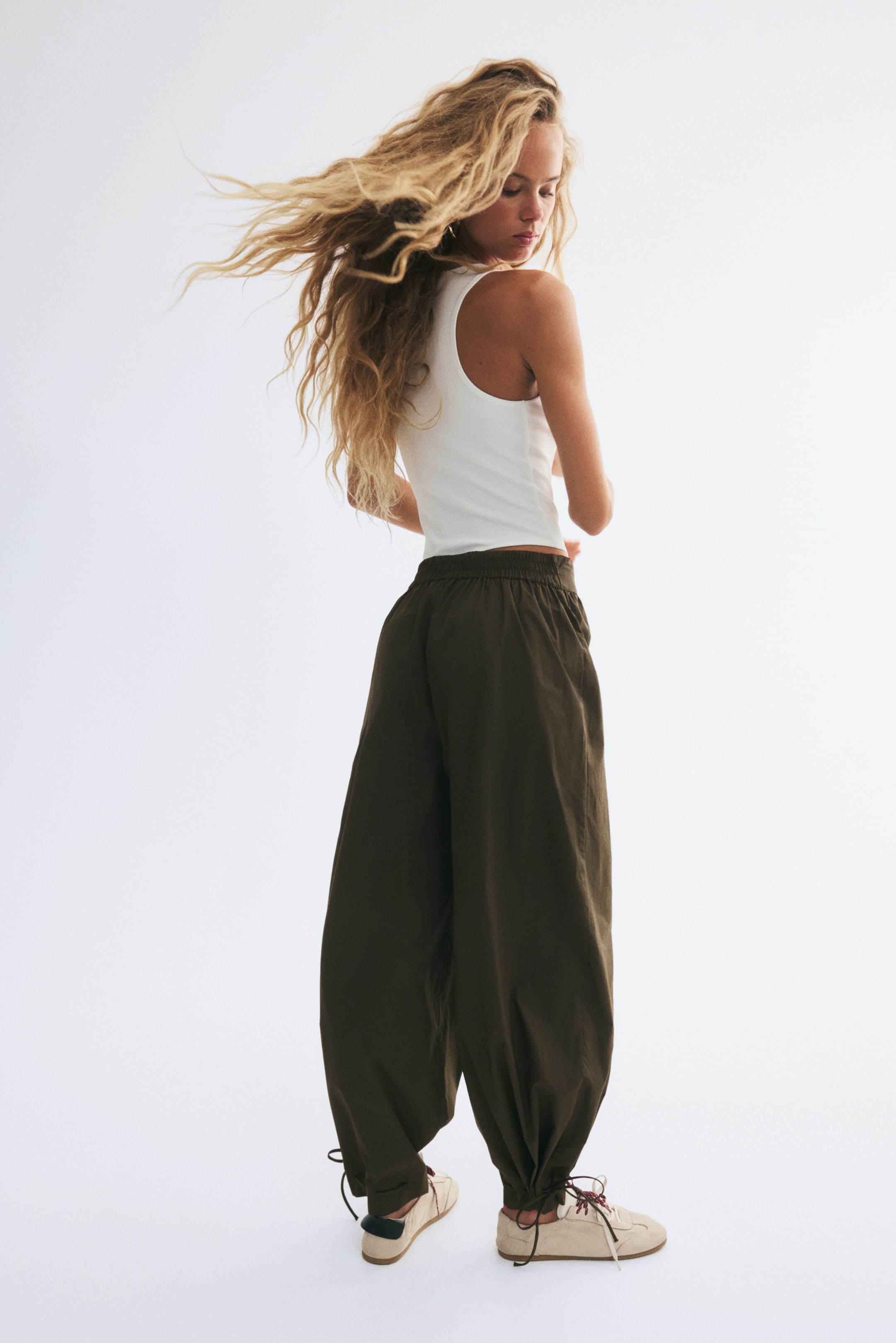 Pantalon à jambes ballon en popeline