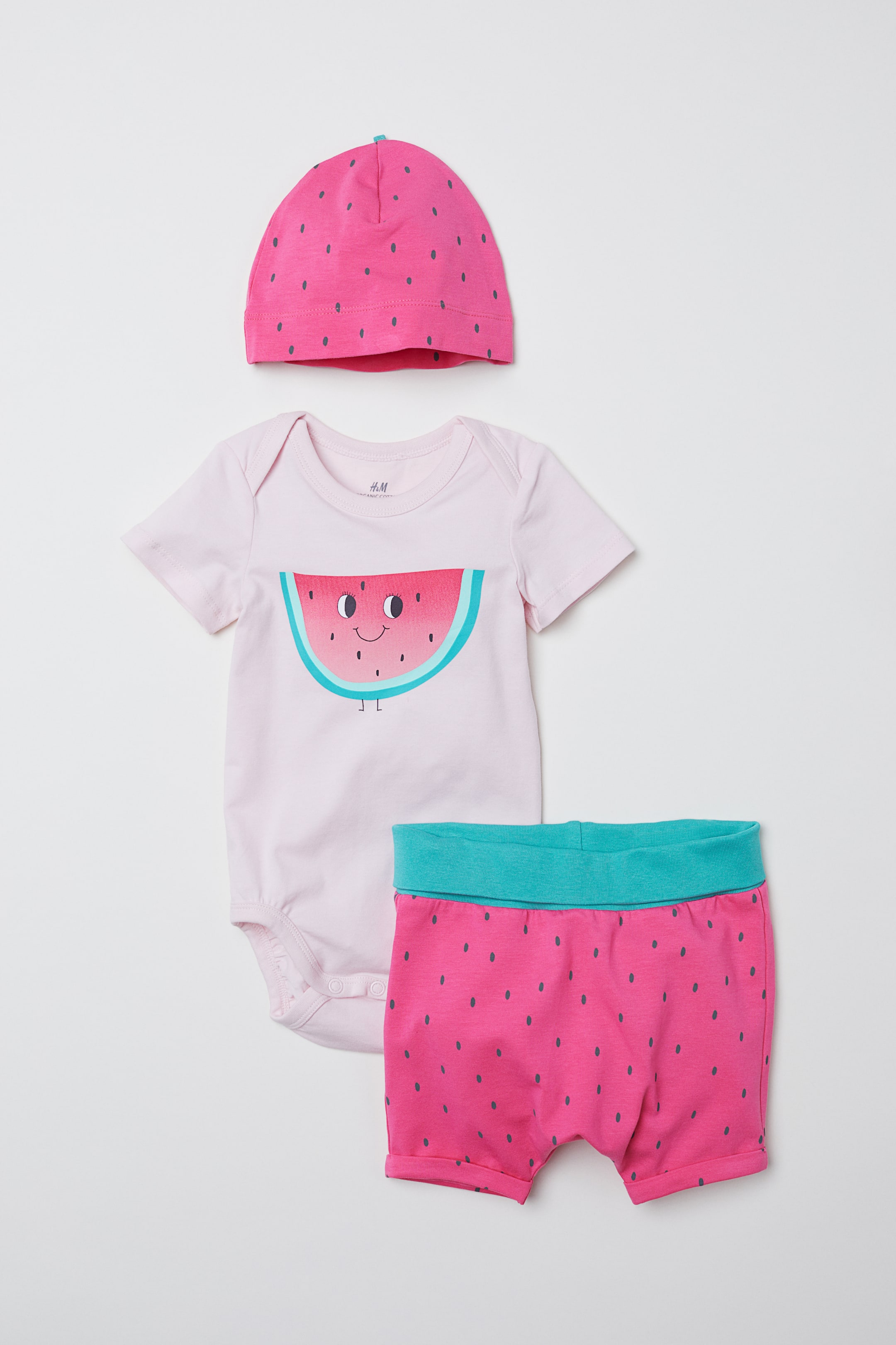 Visa större bild: 3-piece jersey set - Ljusrosa/Vattenmelon - BARN | H&M SE 1