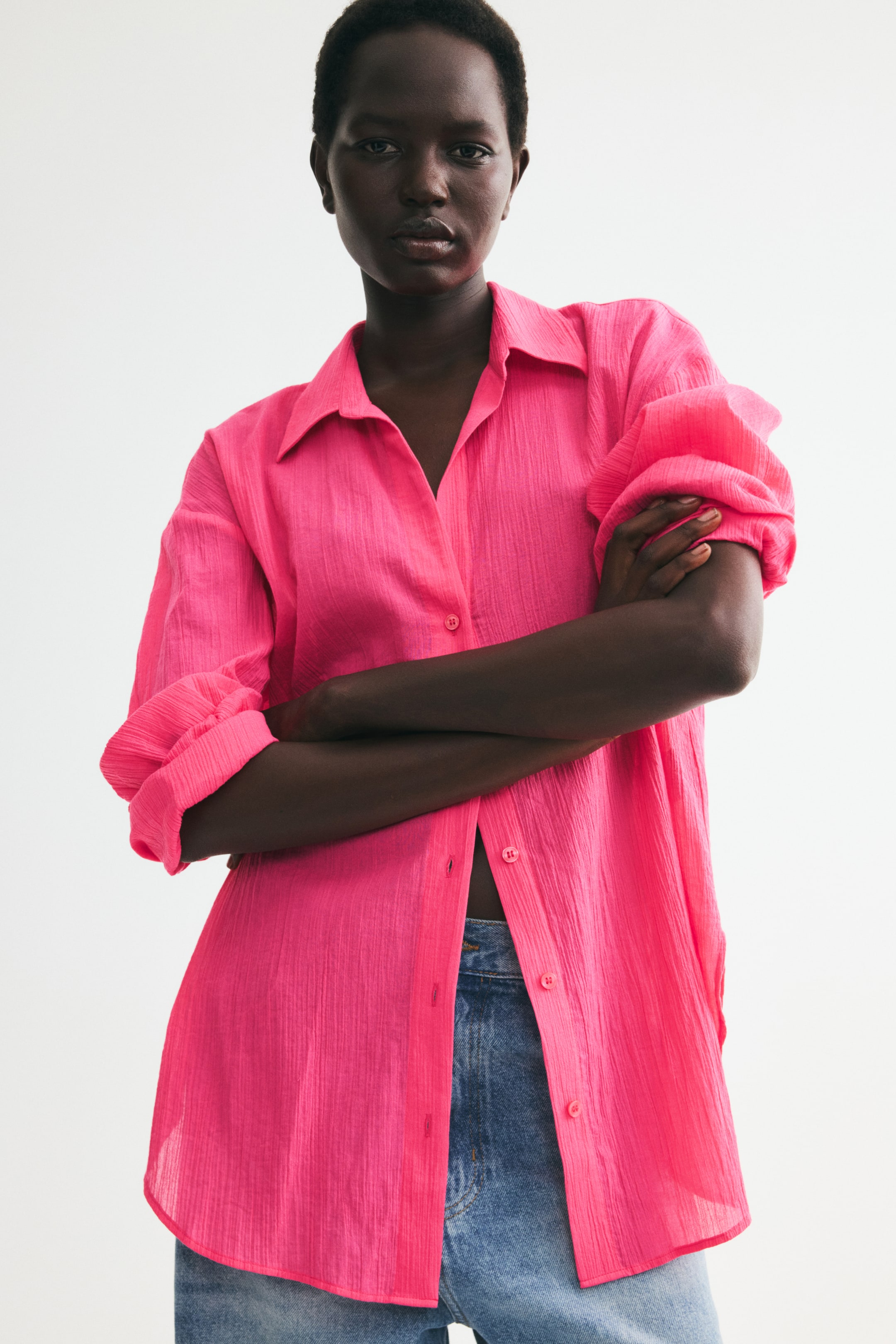 Chemise en coton froissé