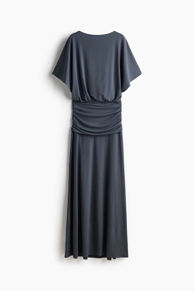 Maxivestido drapeado - Gris oscuro/Verde empolvado claro/Violeta ciruela oscuro/Amarillo claro/Beige claro - 1