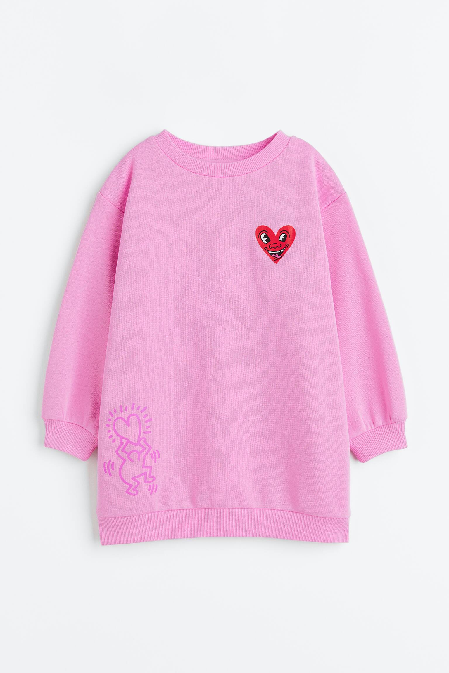 Print Sweater Dress - Pink/Keith Haring - 1