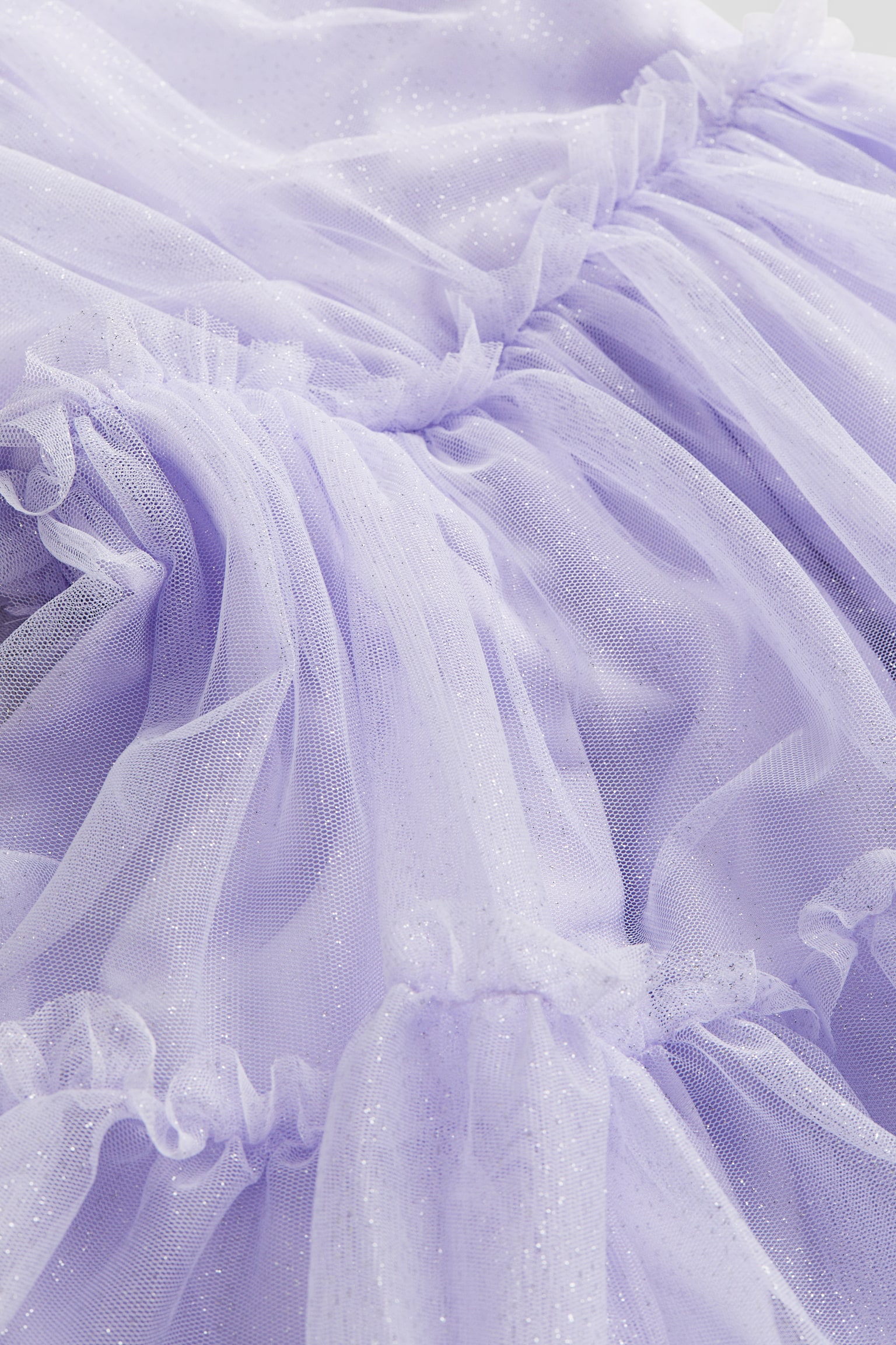 Frill Trim Tulle Dress - Purple/Cream/Floral/Pink/Blue/Gradient/Light yellow - 3